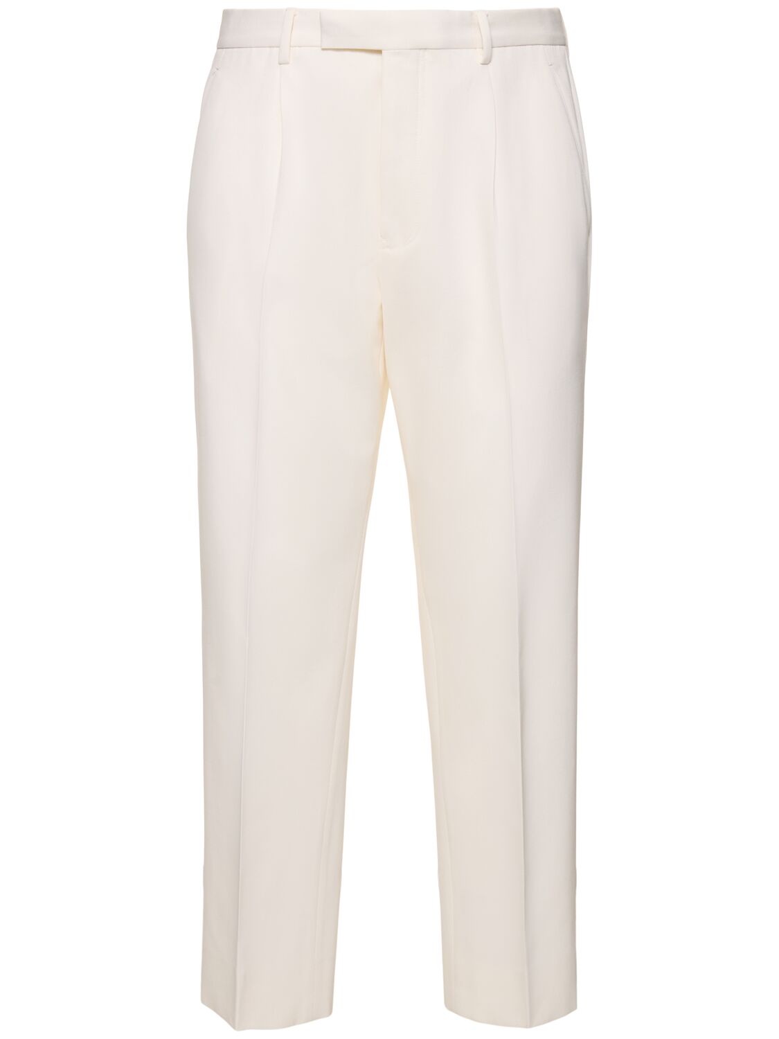 Zegna Cotton & Wool Pleated Pants In White