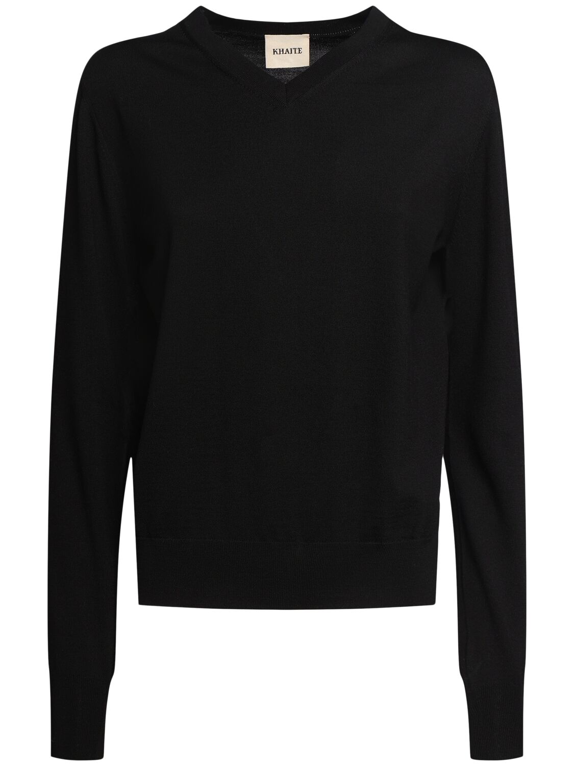 Khaite Senta Wool Blend Knitted Top In Black