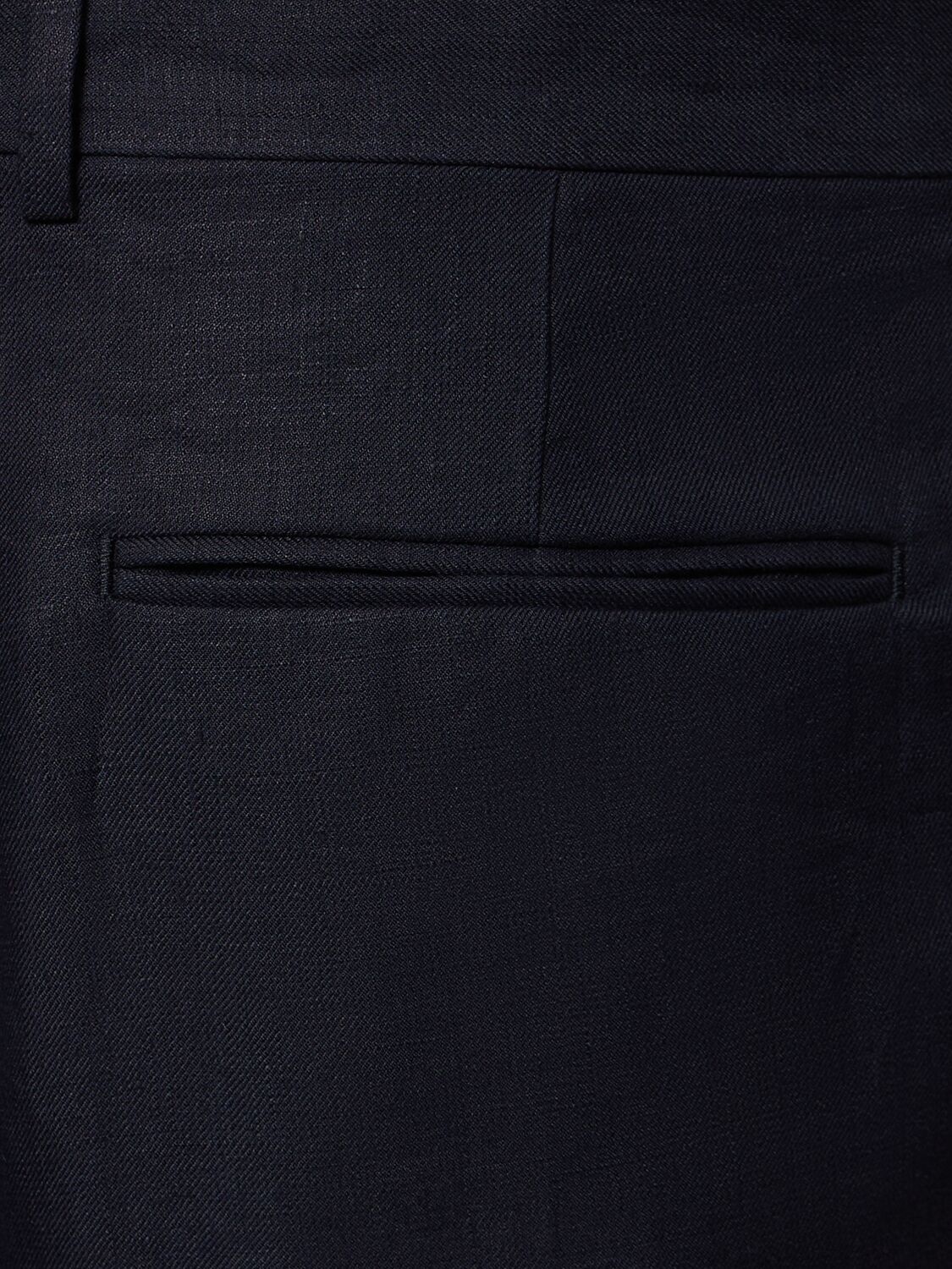 ZEGNA OASI LINO ONE-PLEAT PANTS 