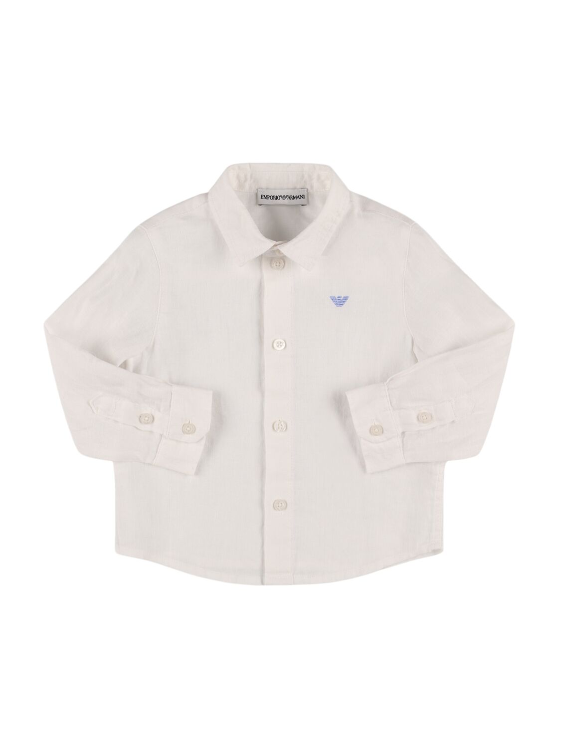 Emporio Armani Kids' Linen Poplin Shirt In White