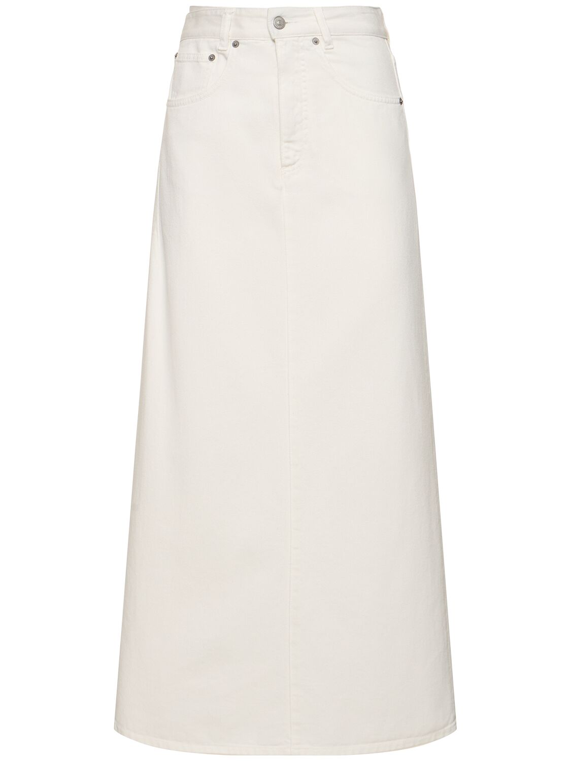 Mm6 Maison Margiela Cotton Denim Midi Skirt In White