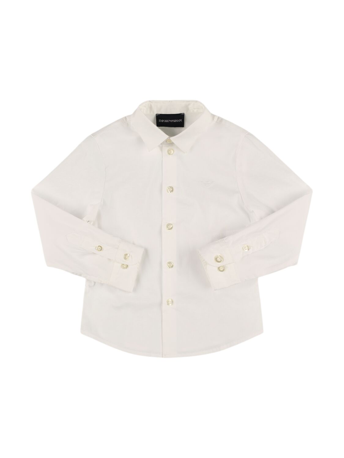 Emporio Armani Kids' Cotton Blend Poplin Shirt In White