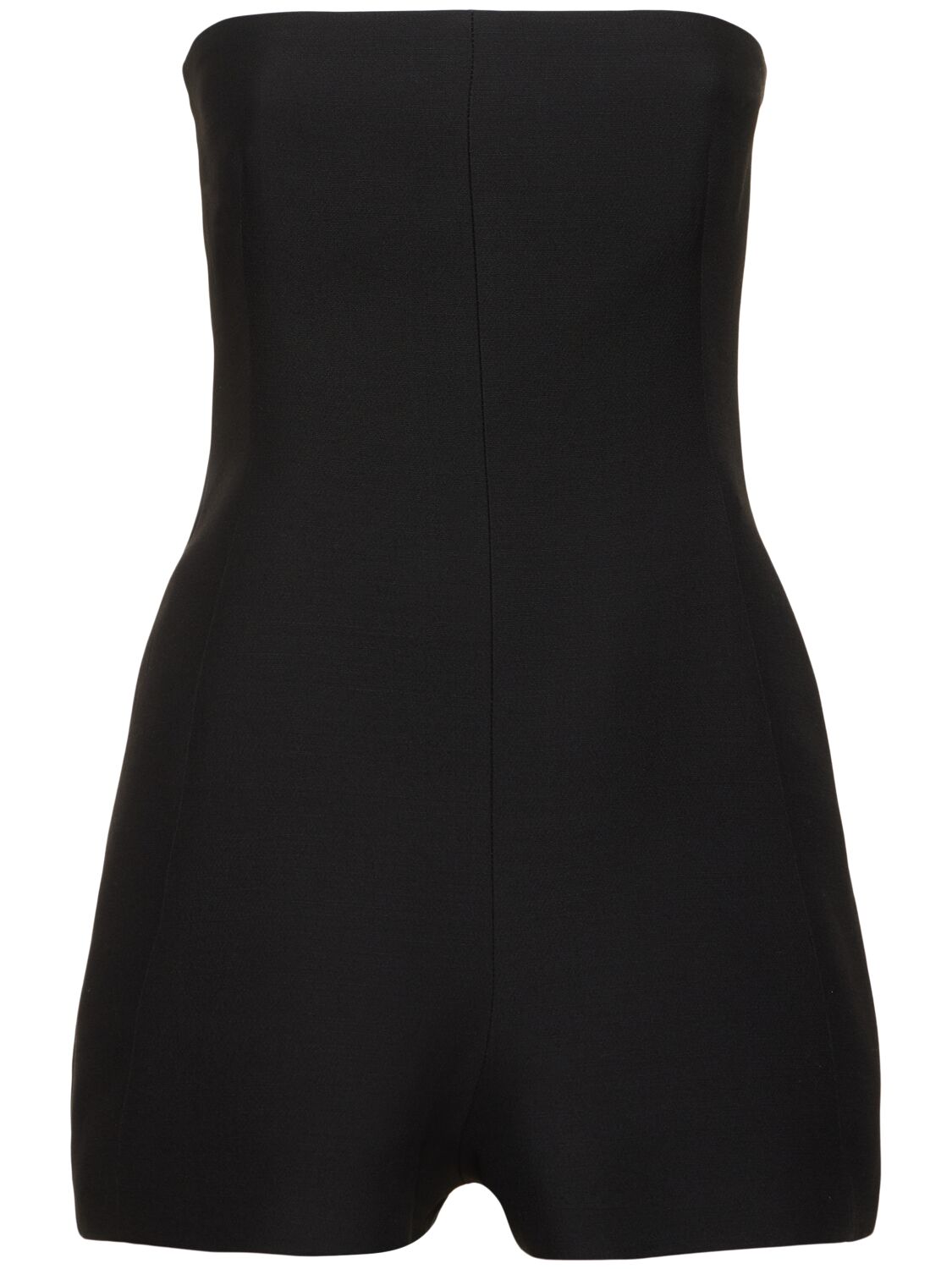 Image of Strapless Crepe Short Jumpsuit