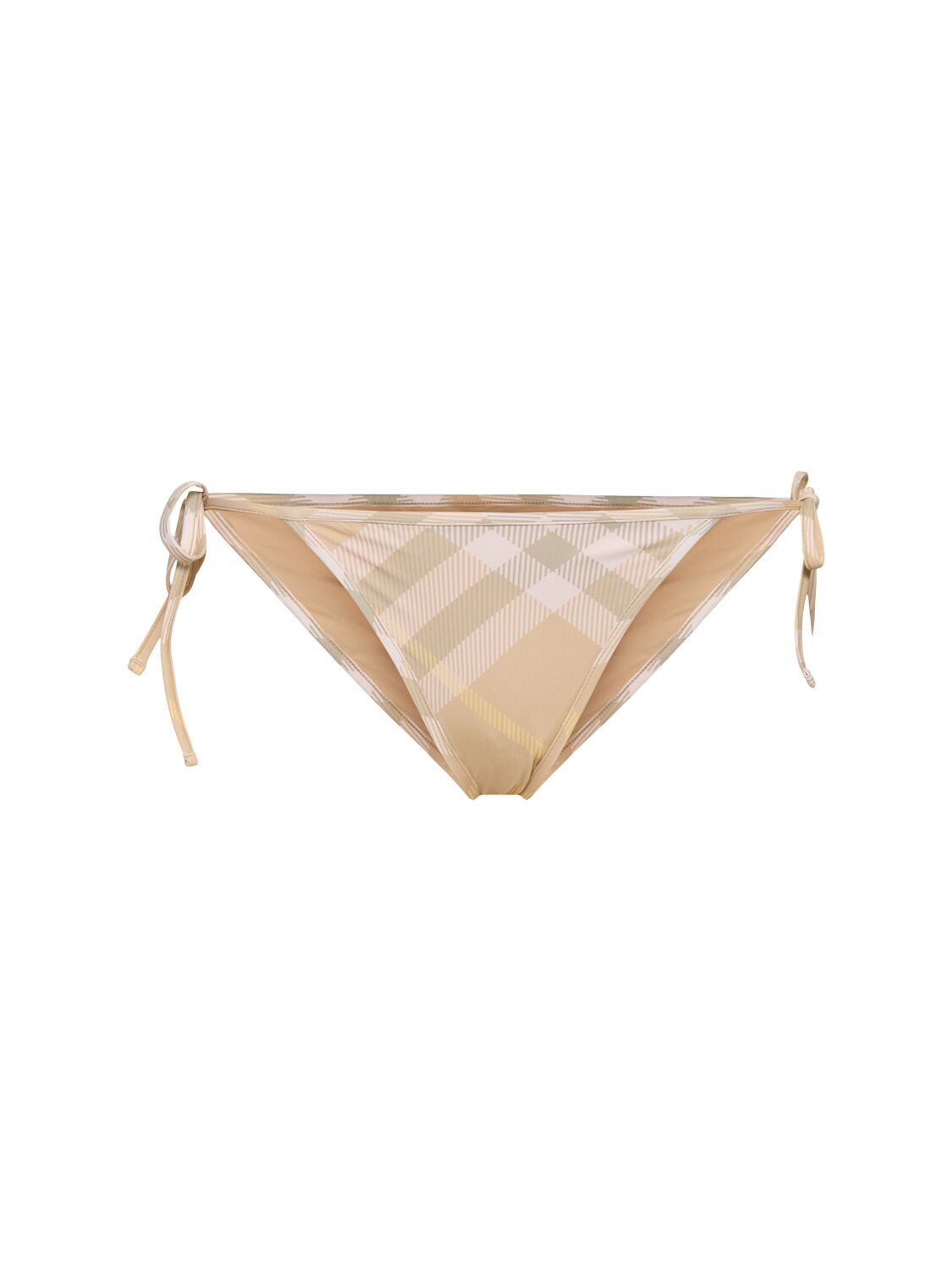 Burberry Check Lycra Triangle Bikini Bottoms In Brown