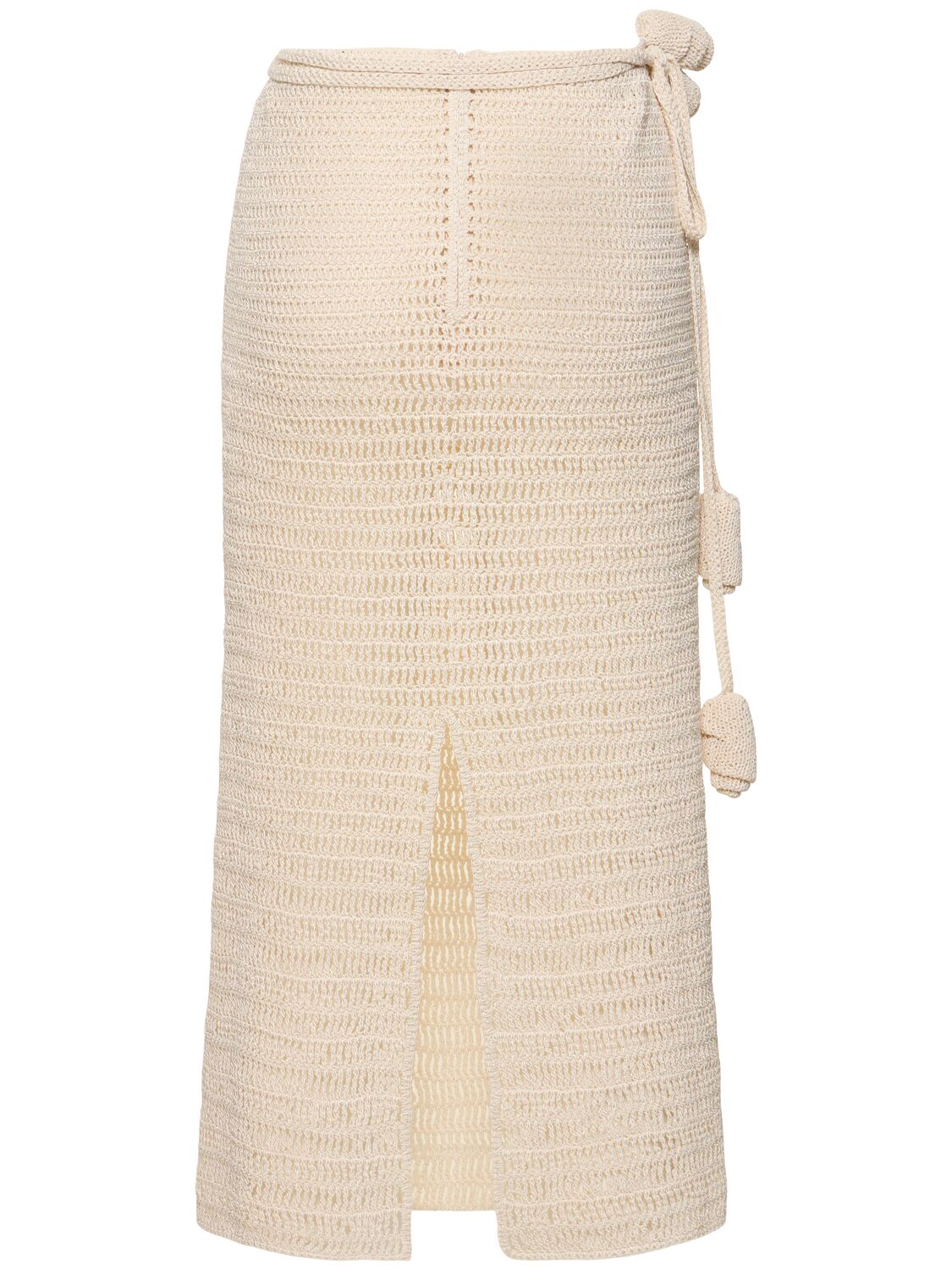 Shop Magda Butrym Crocheted Cotton Blend Skirt In Beige