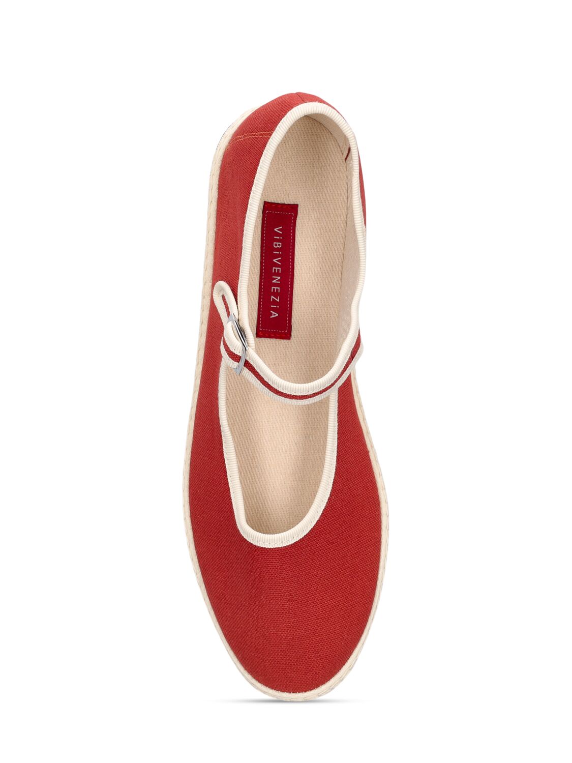 Shop Vibi Venezia 10mm Mary Jane Lido Cotton Slippers In Red,cream
