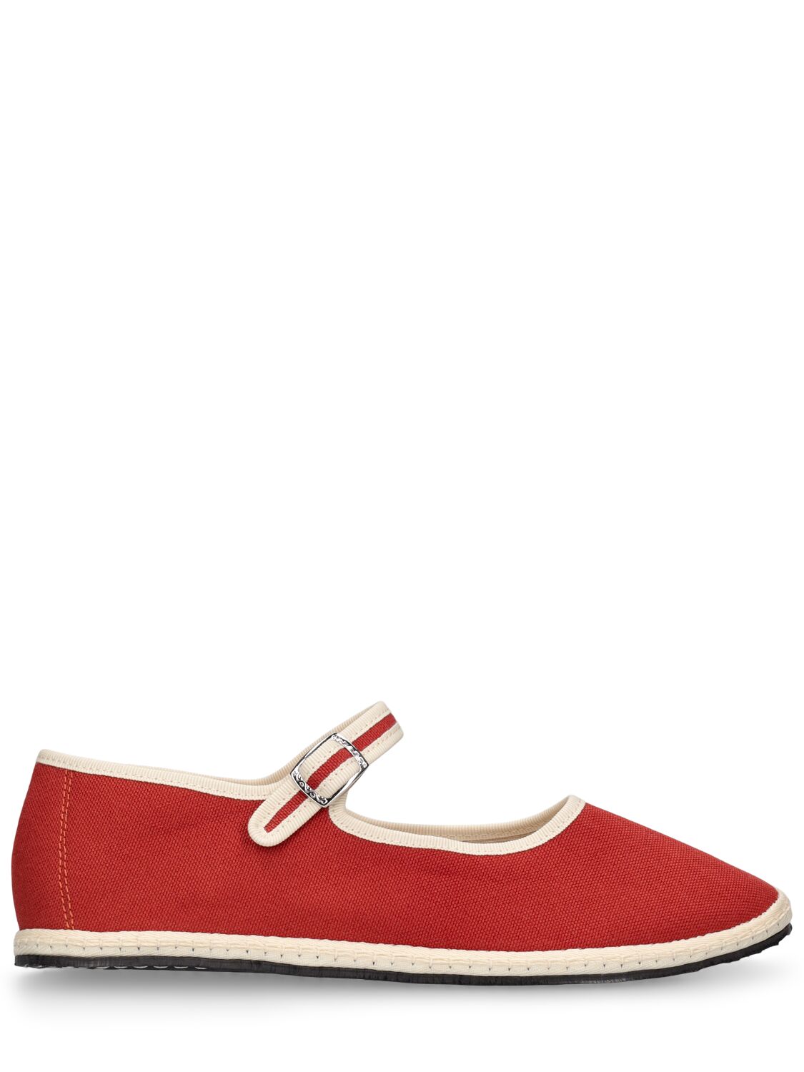 Vibi Venezia 10mm Mary Jane Lido Cotton Loafers In Red,cream