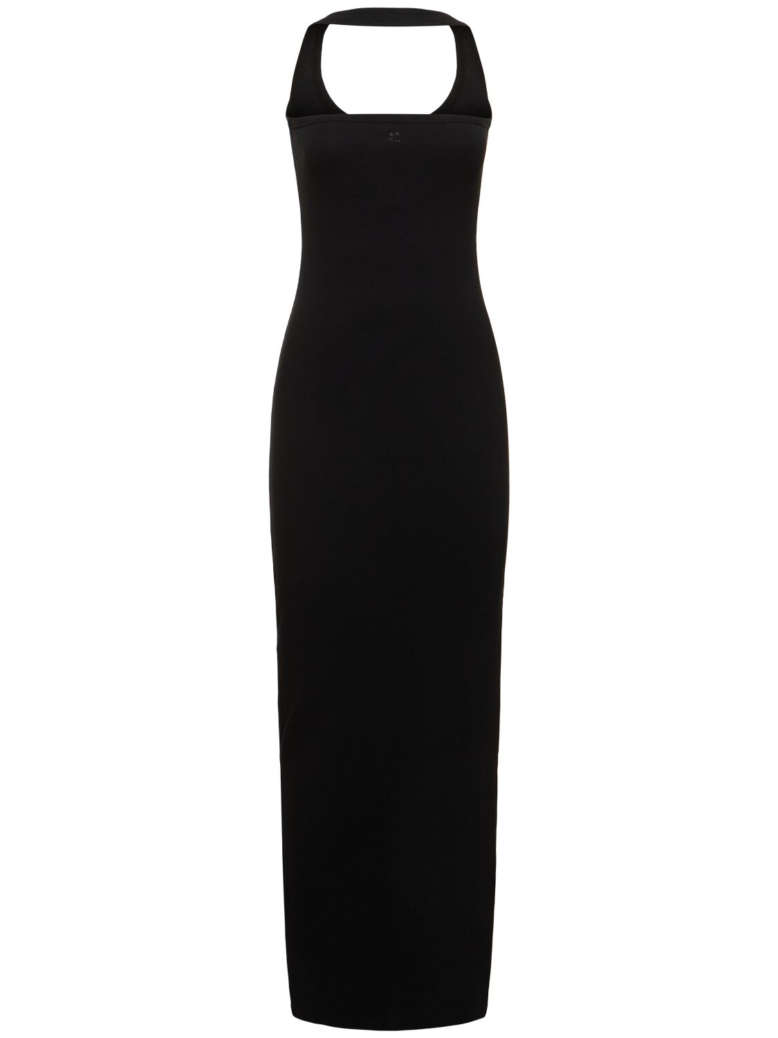 Shop Courrèges Hyperbole 90s Ribbed Cotton Long Dress In Black