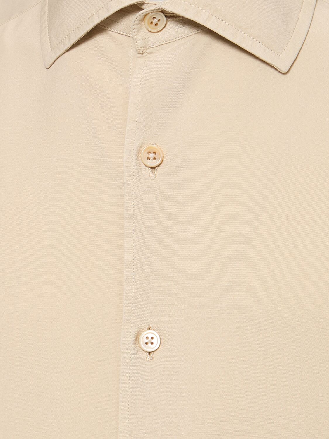 Shop Zegna Solid Silk Long Sleeve Shirt In Light Beige