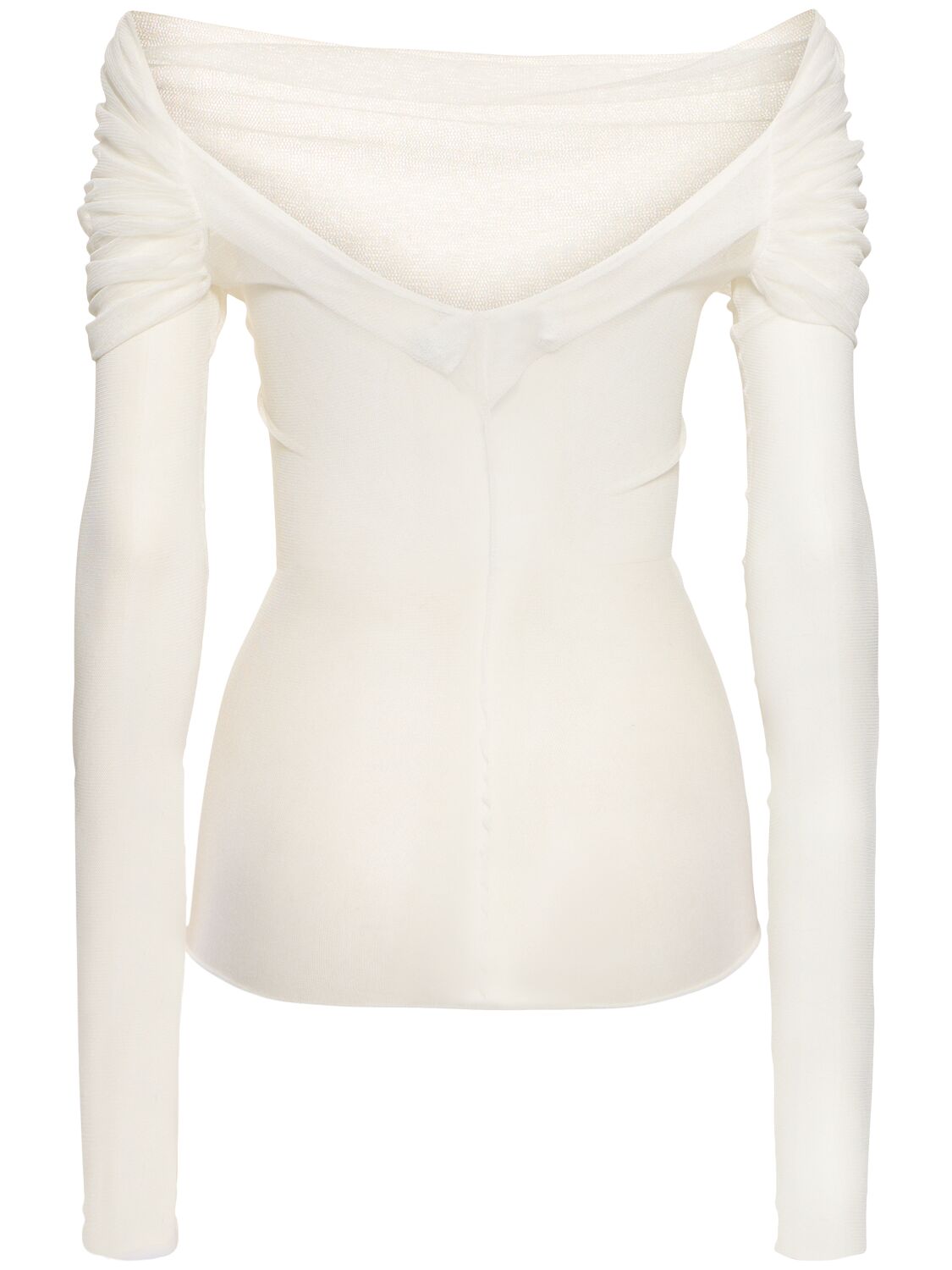 Shop Christopher Esber Off-the-shoulder Veiled Silk Top In White