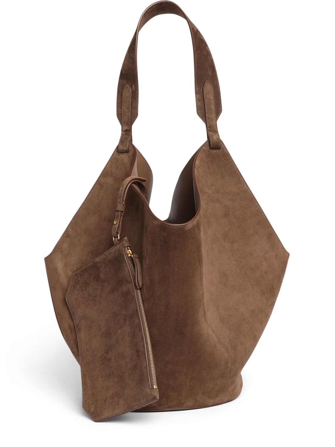 Shop Khaite Medium Lotus Suede Tote Bag In Cedar