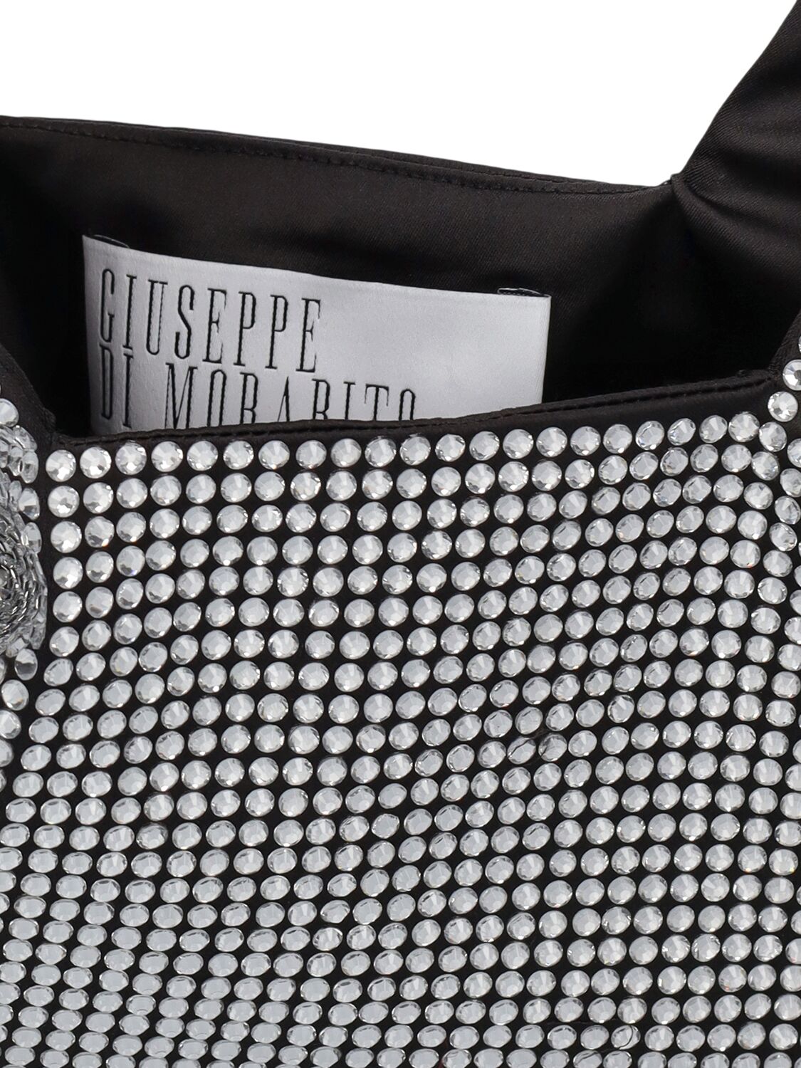 Shop Giuseppe Di Morabito Crystal Top Handle Bag In Black,silver