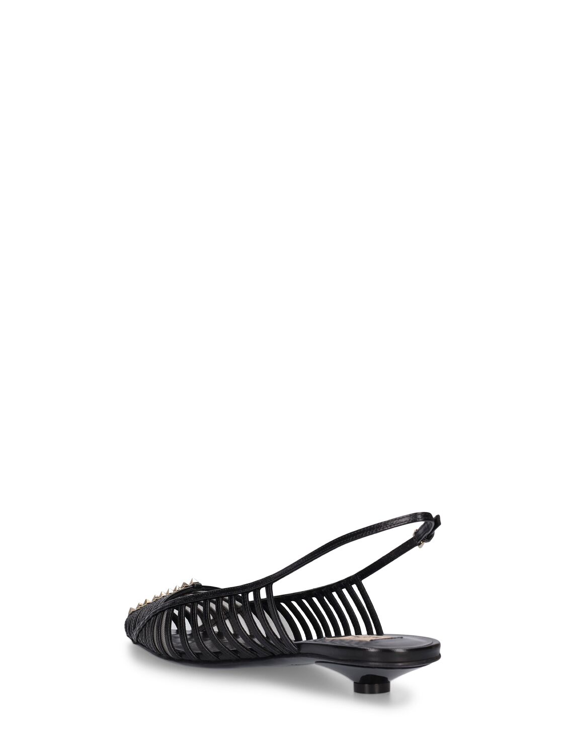 Shop Valentino 20mm Rockstud Leather Slingback Pumps In Black