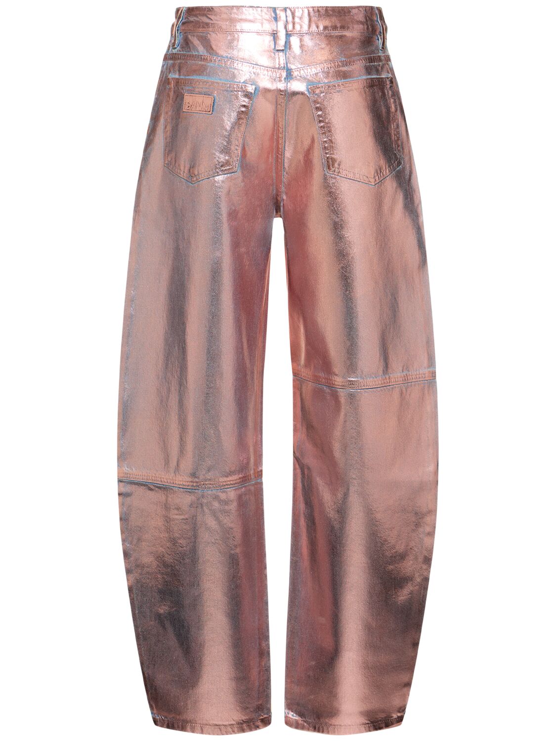 Shop Ganni Stary Foiled Denim Jeans In Lilac