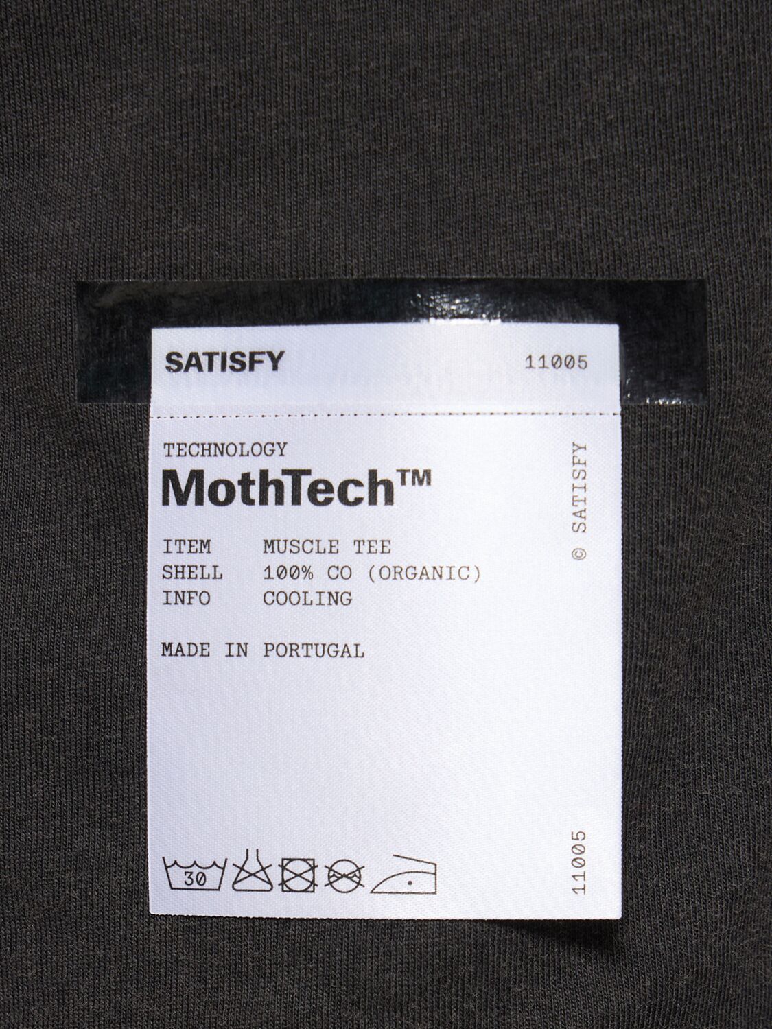 Shop Satisfy Mothtech Muscle Cotton Tank Top In Aged Black