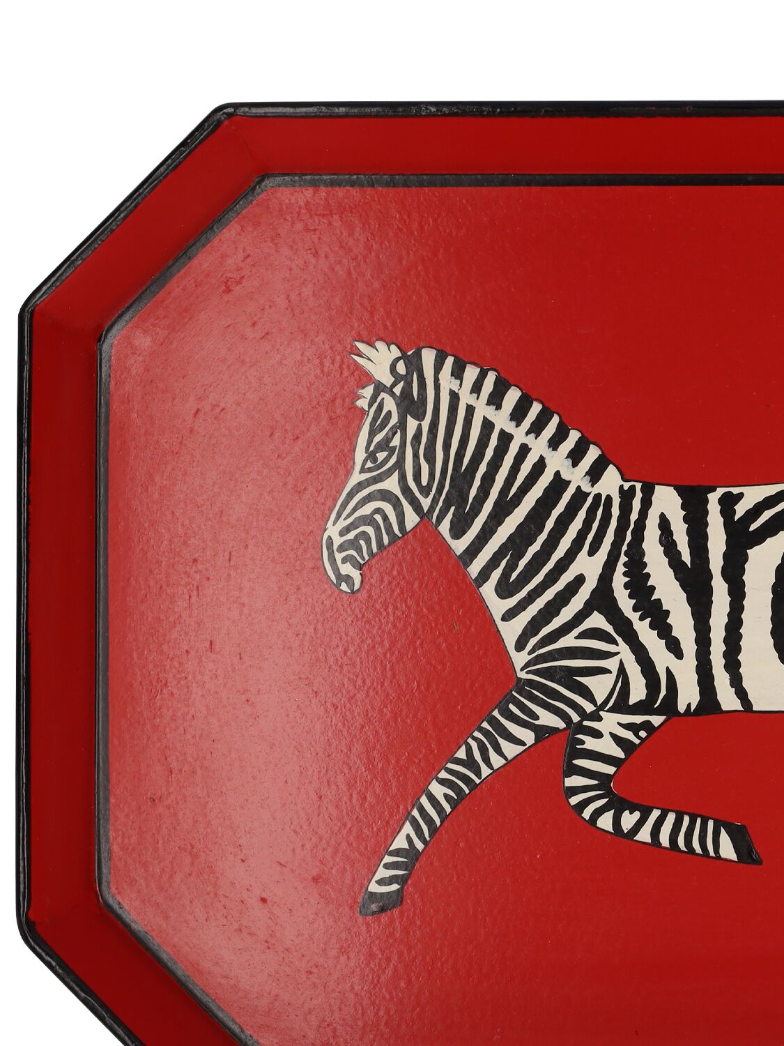 Shop Les Ottomans Fauna Hand-painted Iron Tray In Red