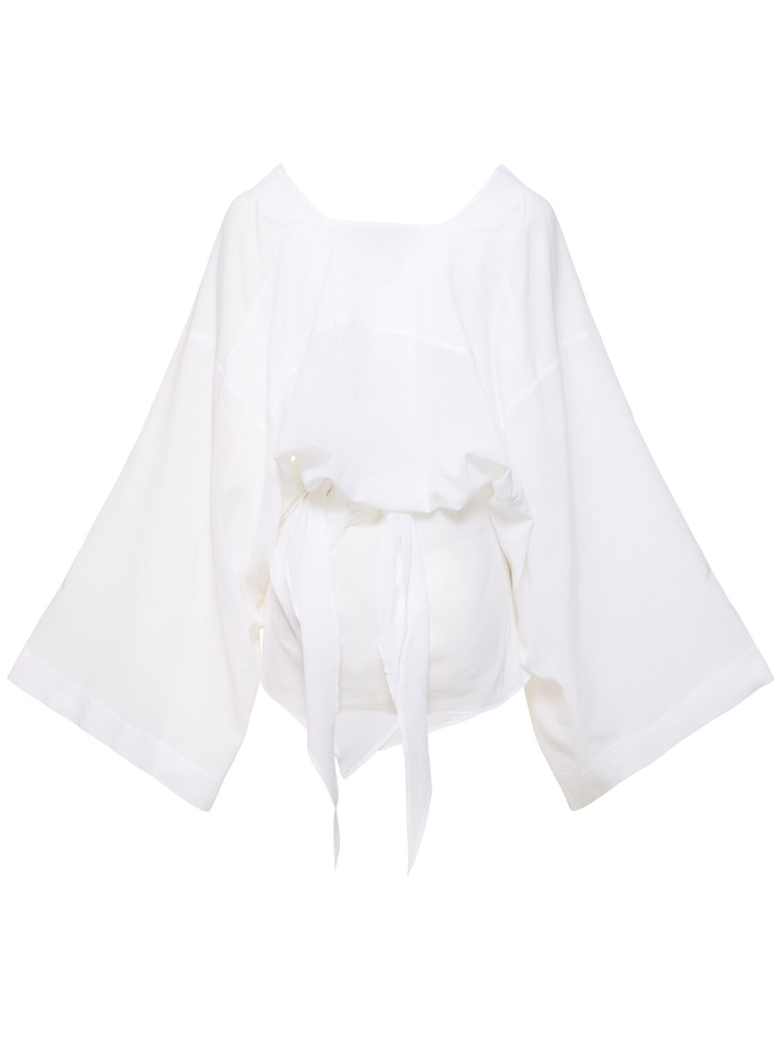 Shop Attico Mousseline Wraparound Mini Shirt Dress In White