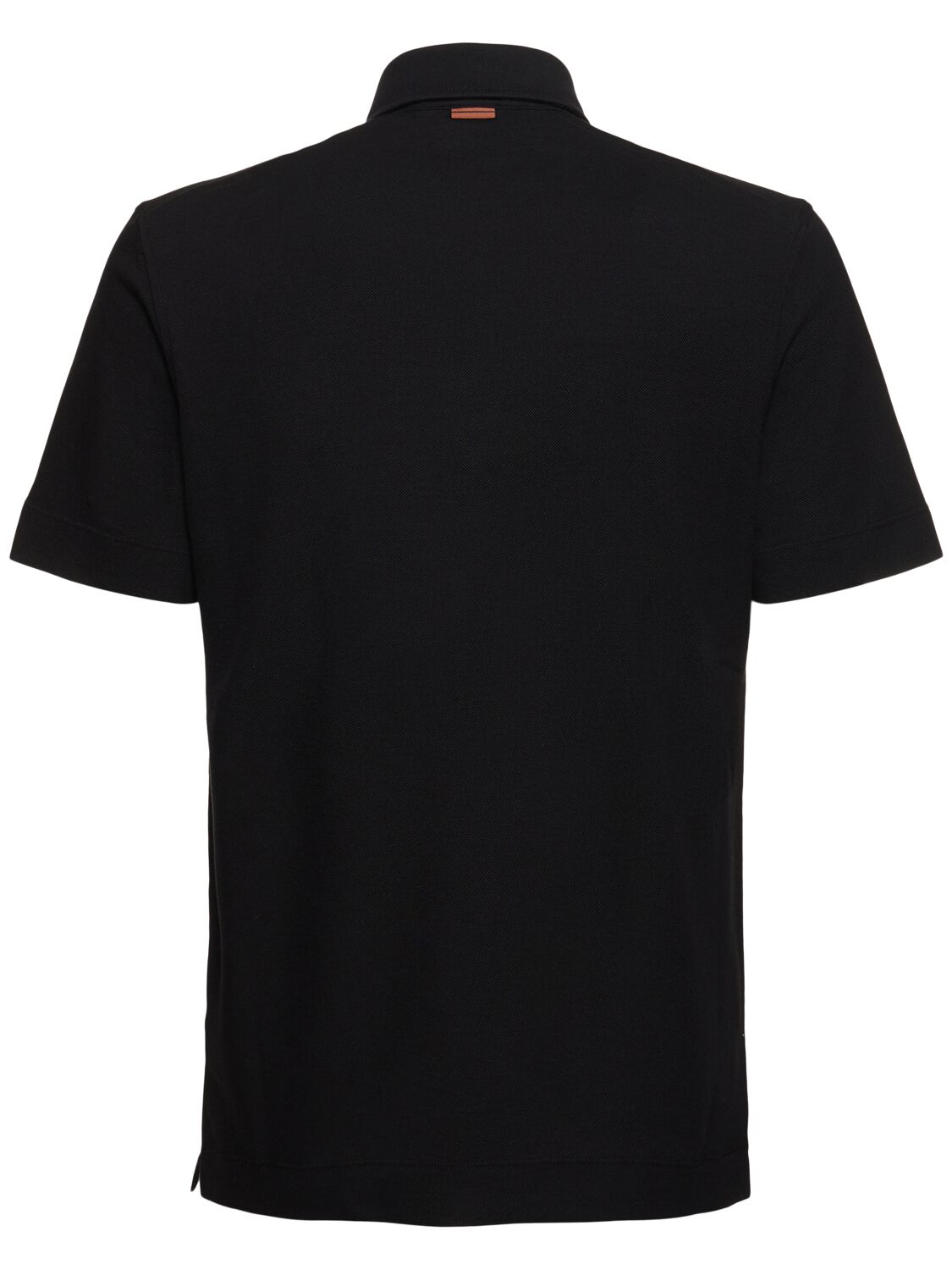 Shop Zegna Cotton Piquet Short Sleeve Polo In Black