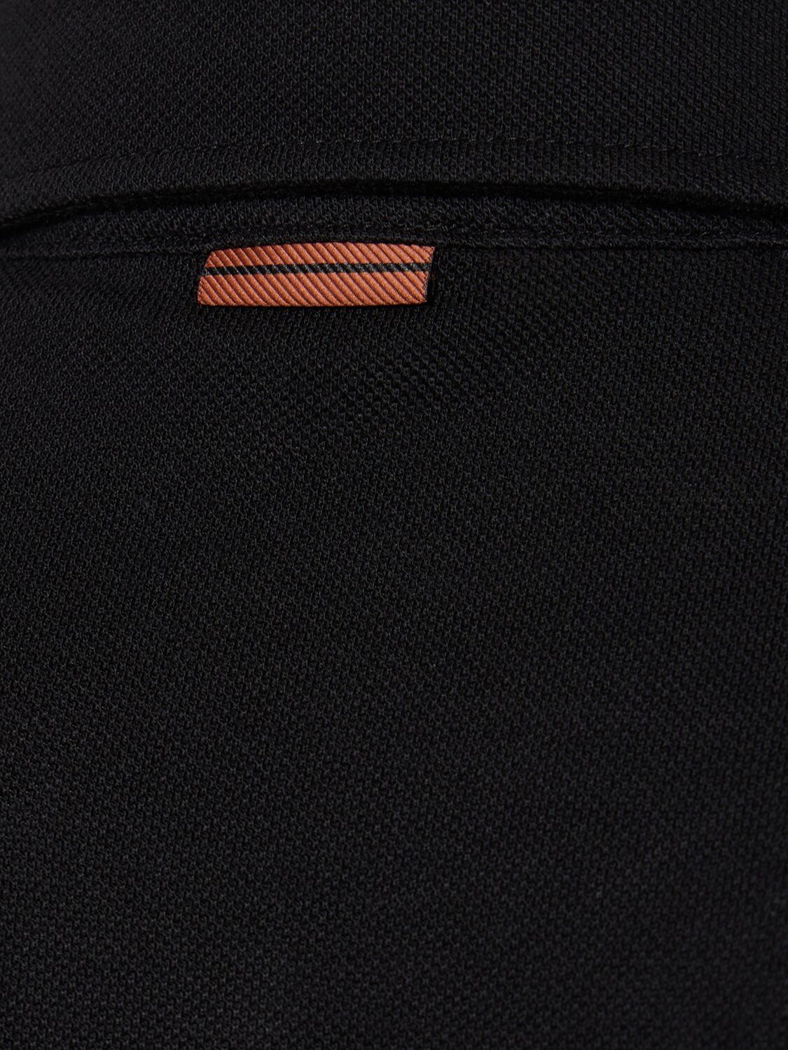 Shop Zegna Cotton Piquet Short Sleeve Polo In Black