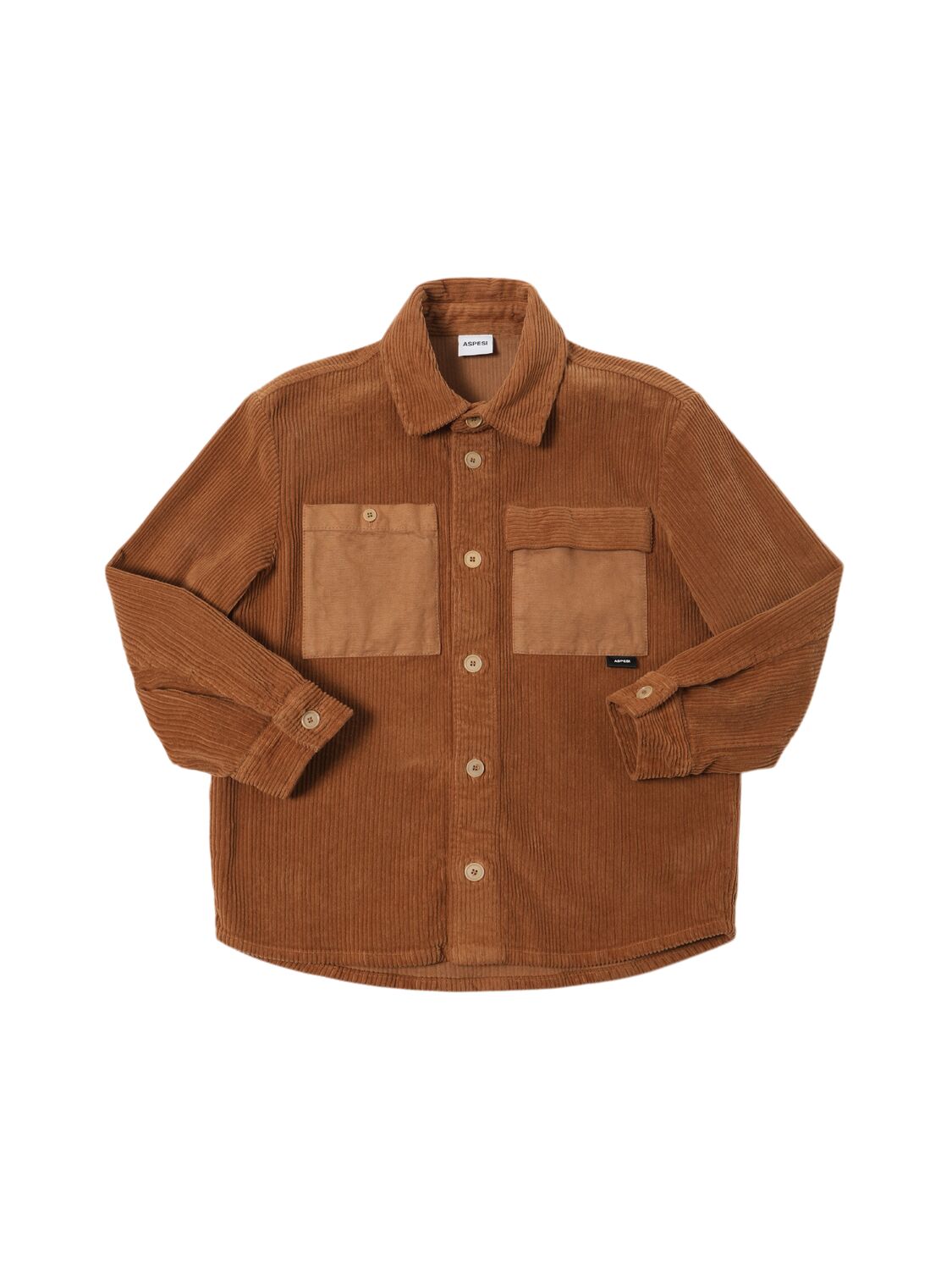 Aspesi Kids' Cotton Blend Corduroy Shirt Jacket In Brown