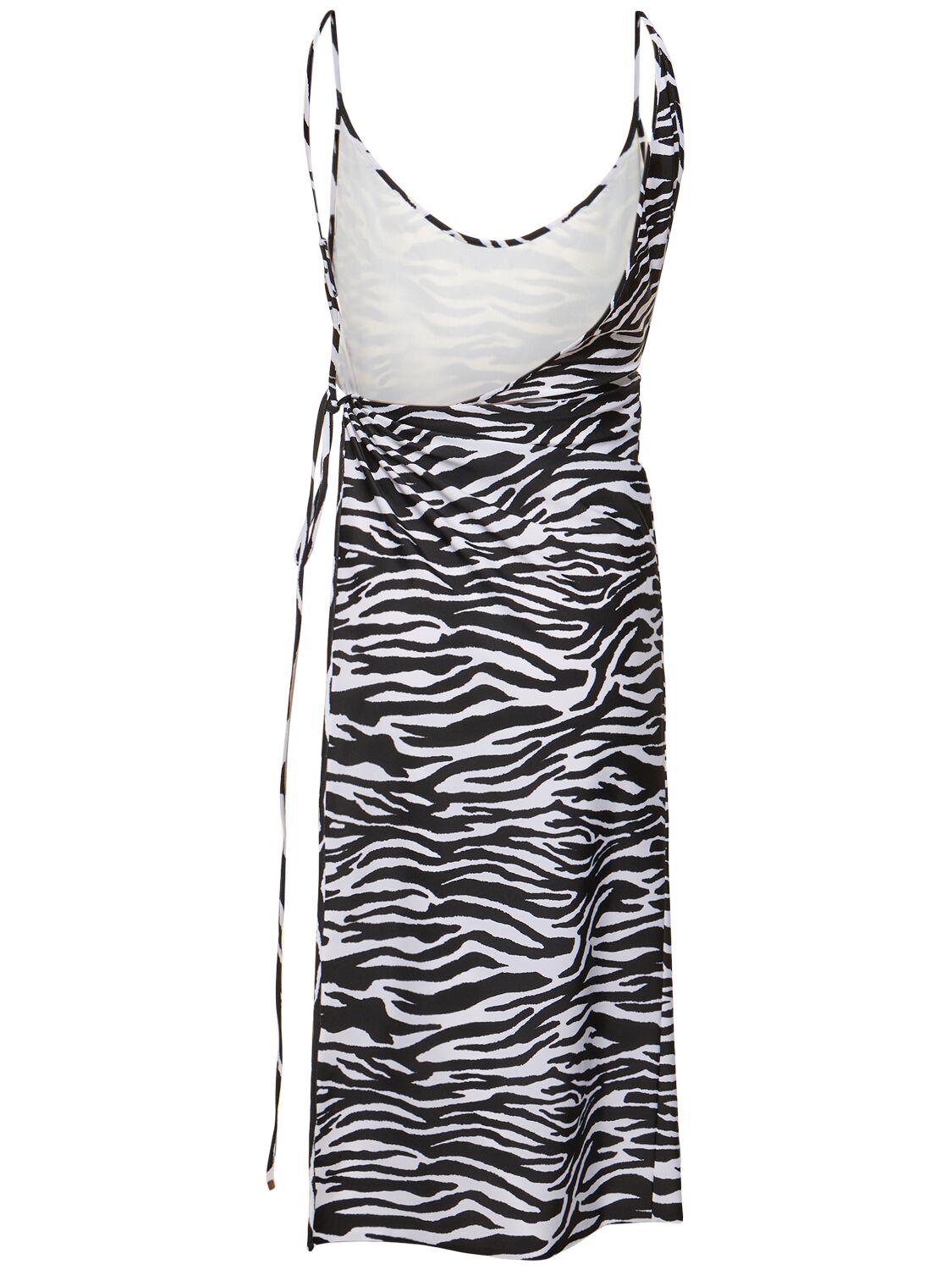 Shop Attico Printed Lycra Side Slit Midi Dress In White,black