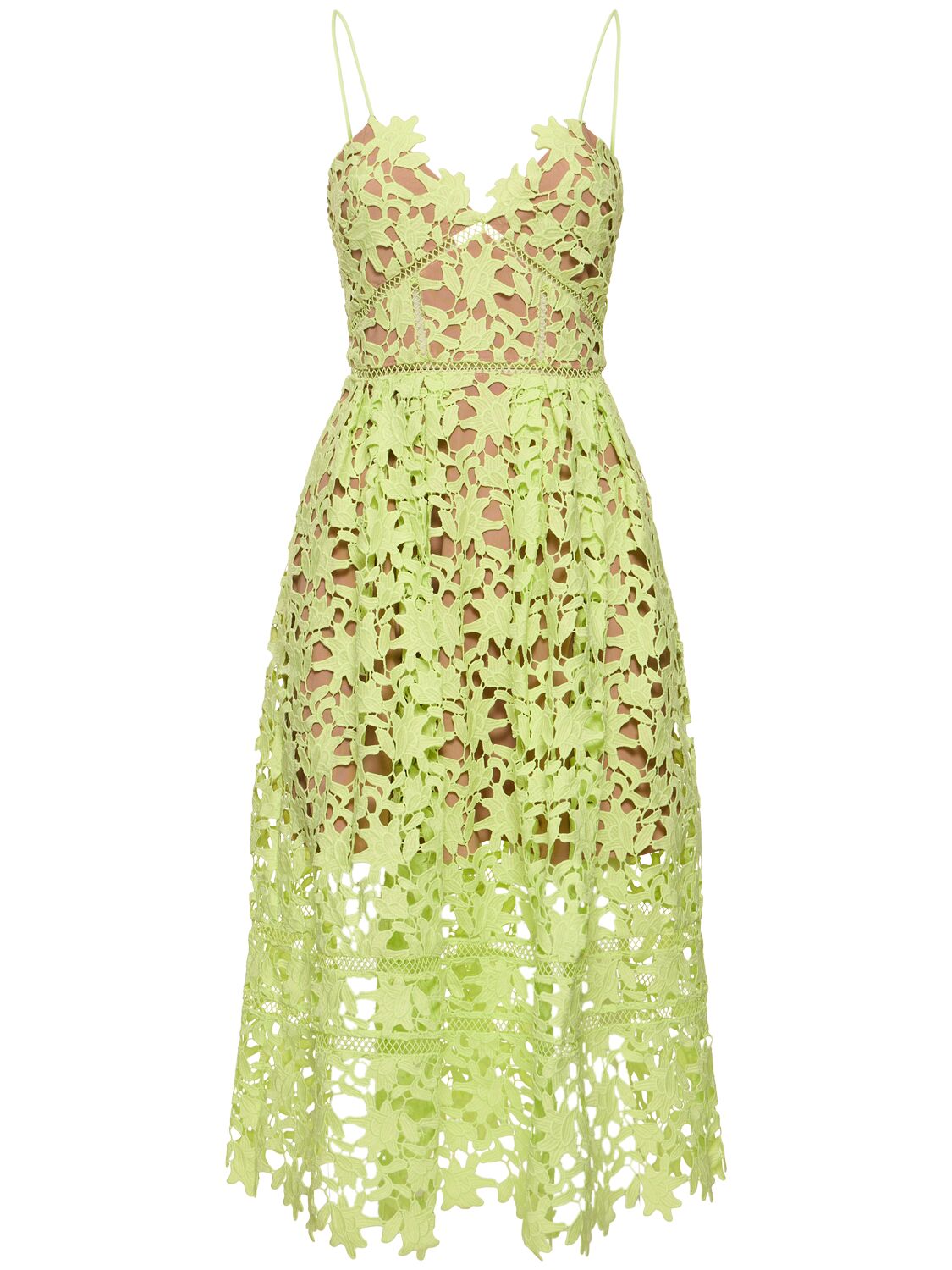 Image of Flared Lace Midi Dress