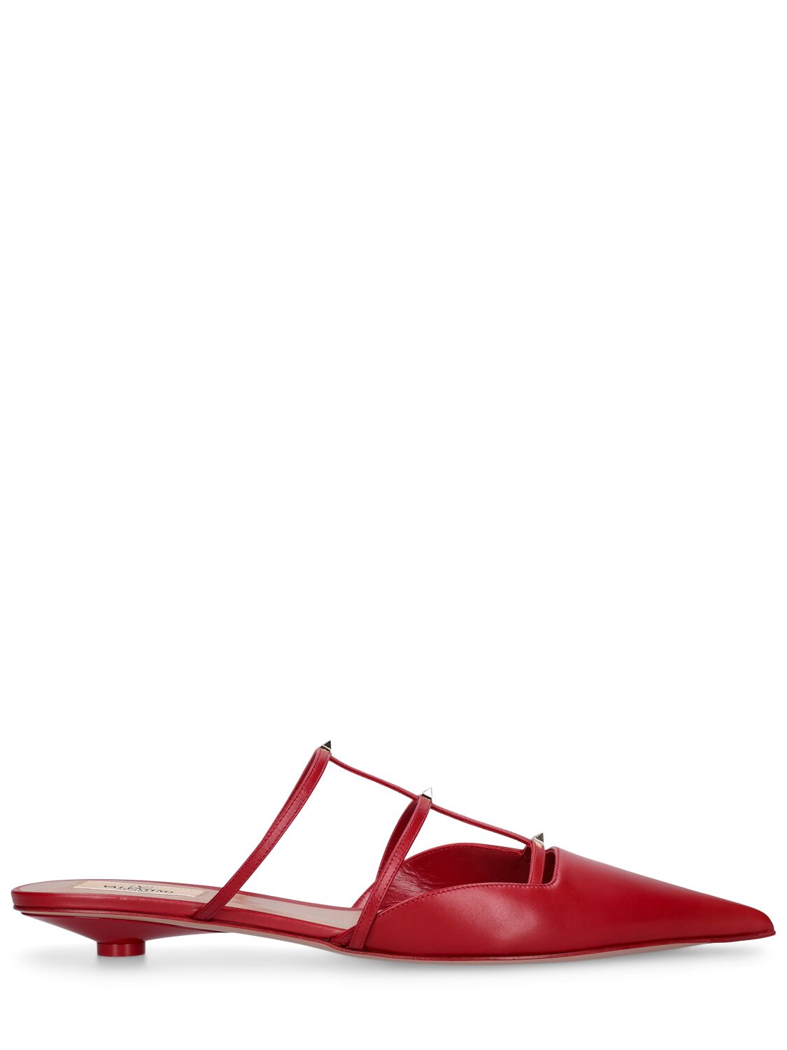 Valentino Garavani 20毫米rockstud皮革穆勒鞋 In Red