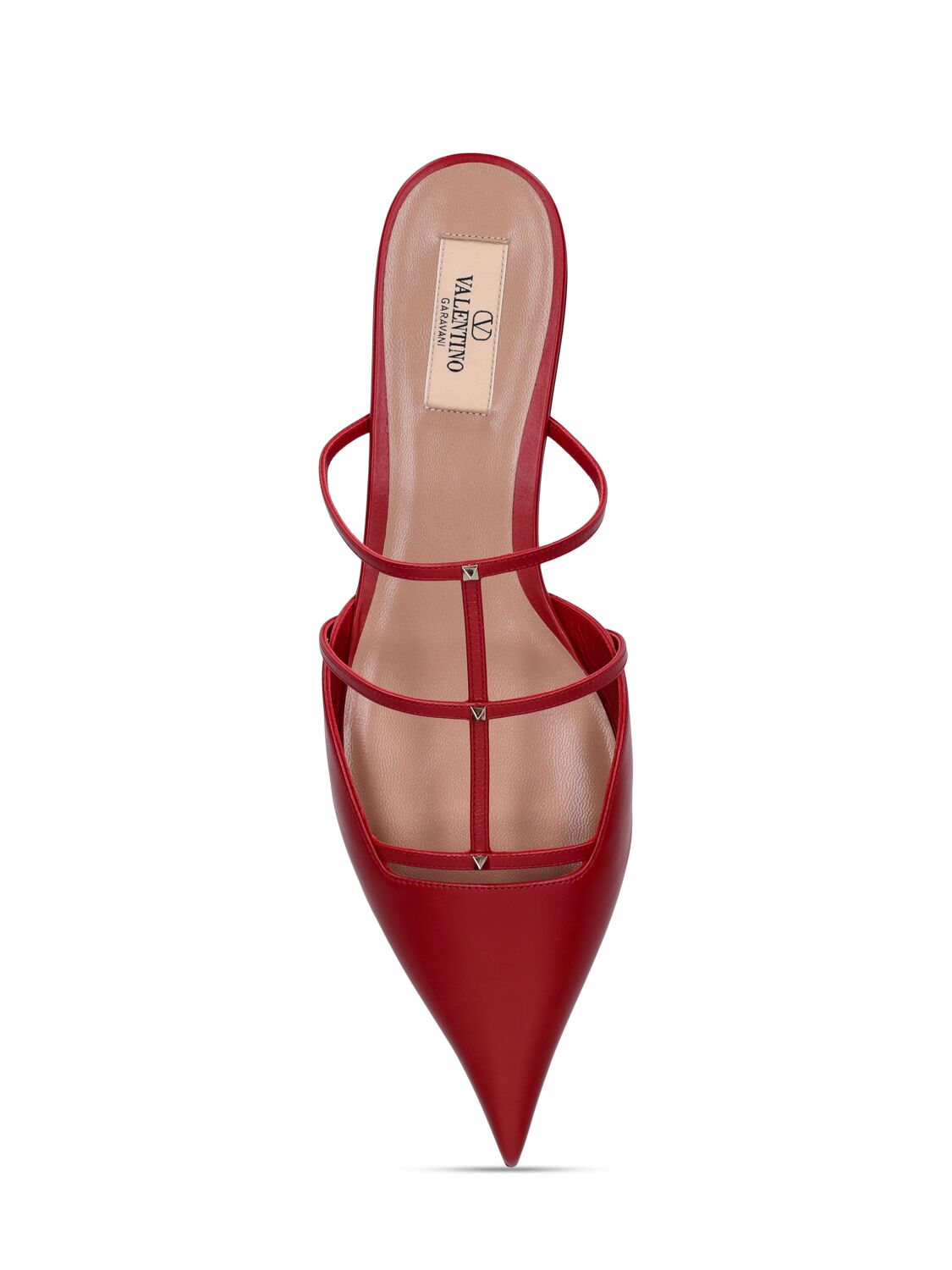 Shop Valentino 20mm Rockstud Leather Mules In Red