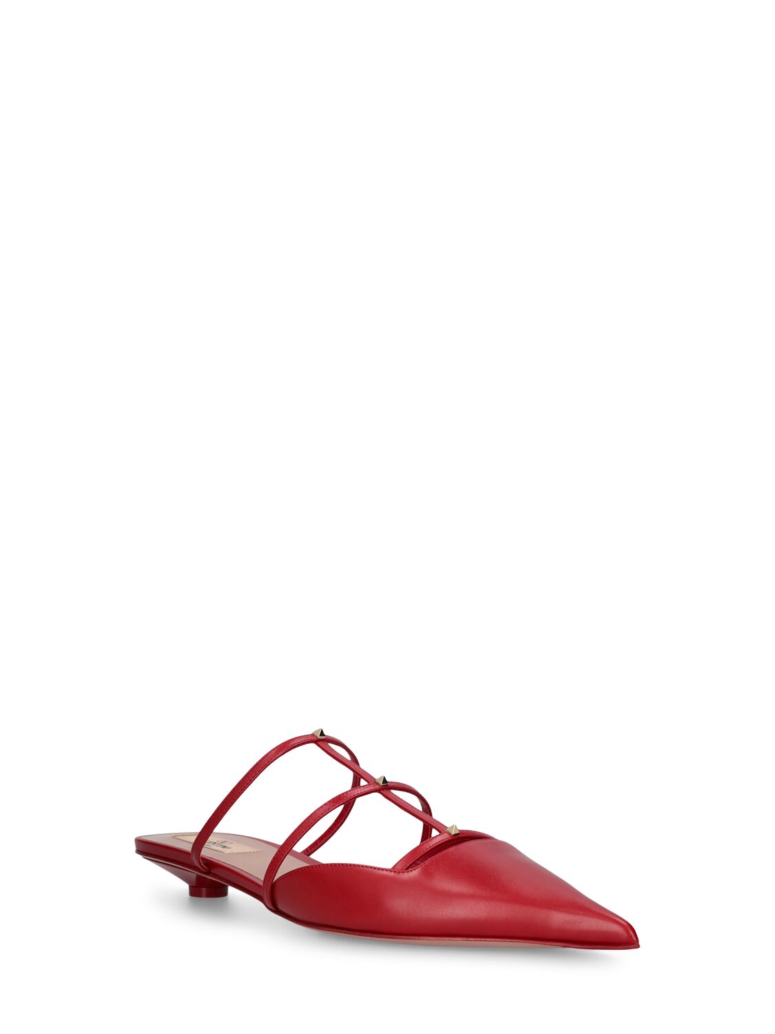 Shop Valentino 20mm Rockstud Leather Mules In Red