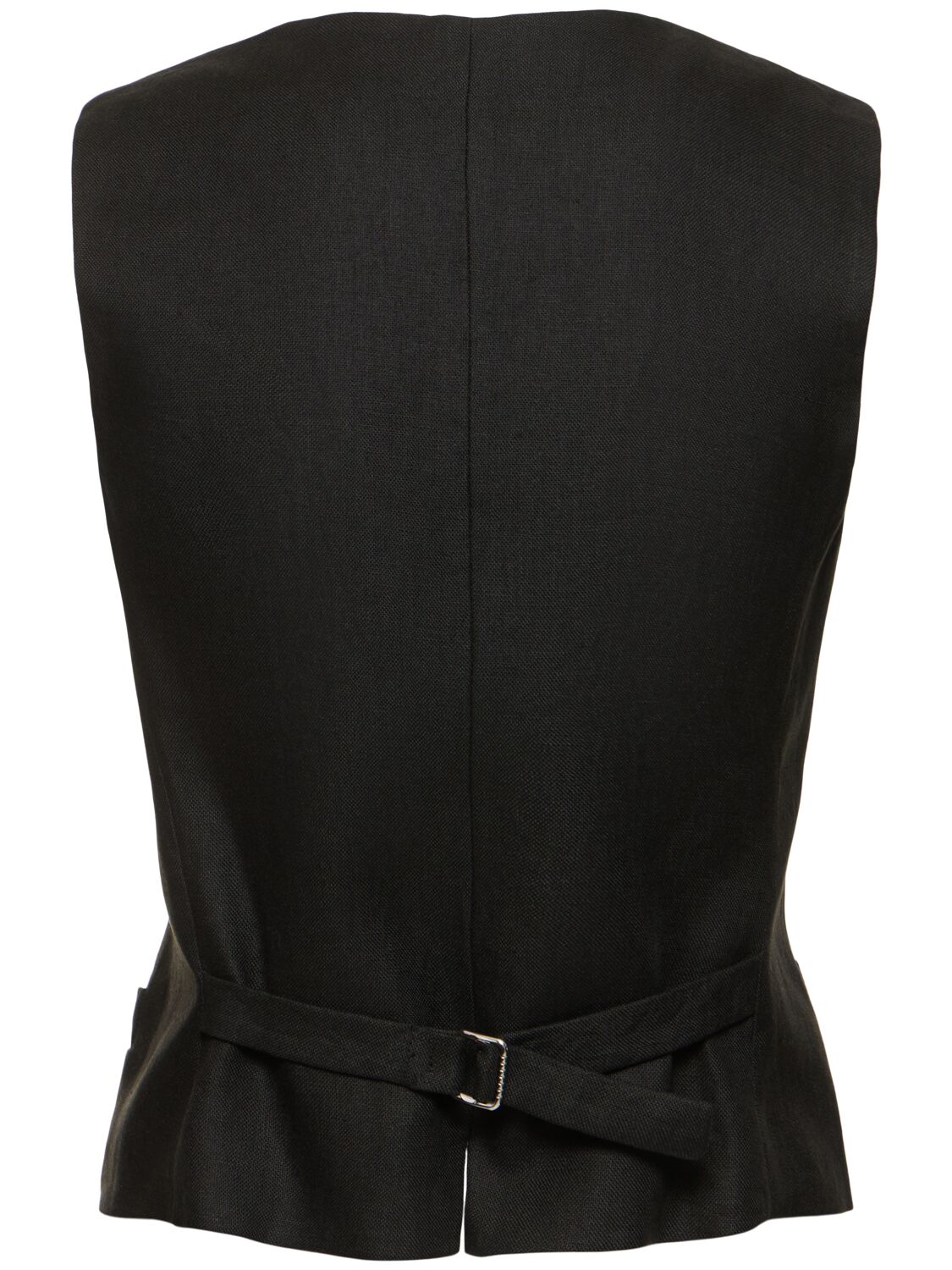 Shop Weekend Max Mara Pacche Linen Canvas Vest In Black