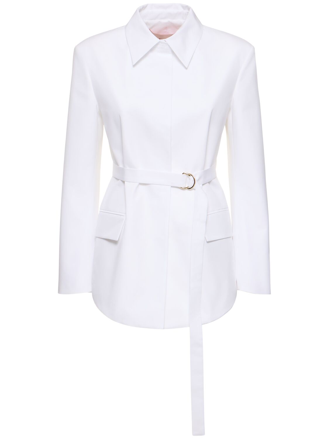 Shop Valentino Poplin Shirt Jacket W/ Belt In White