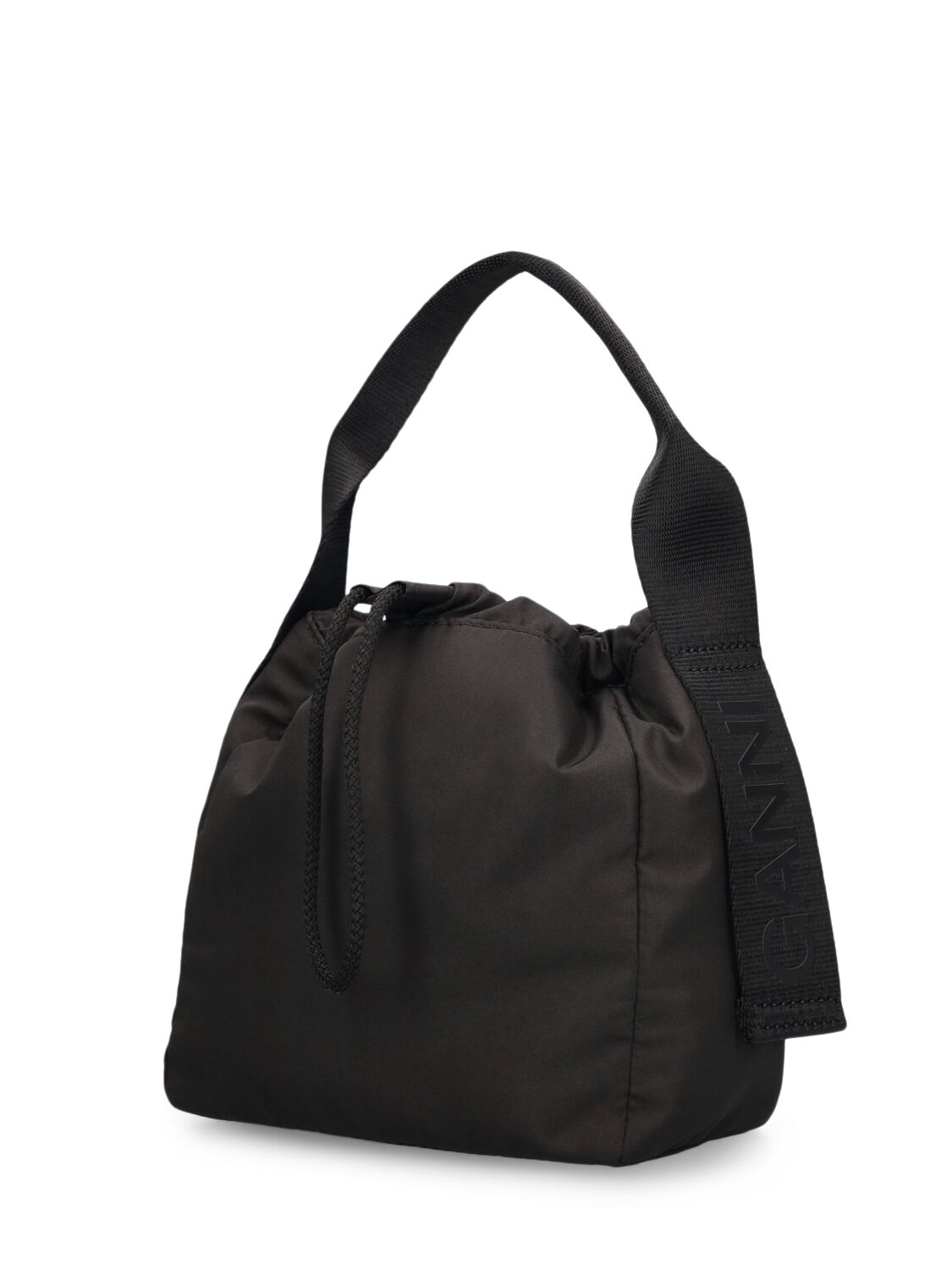 Shop Ganni Recycled Tech Top Handle Bag In Black