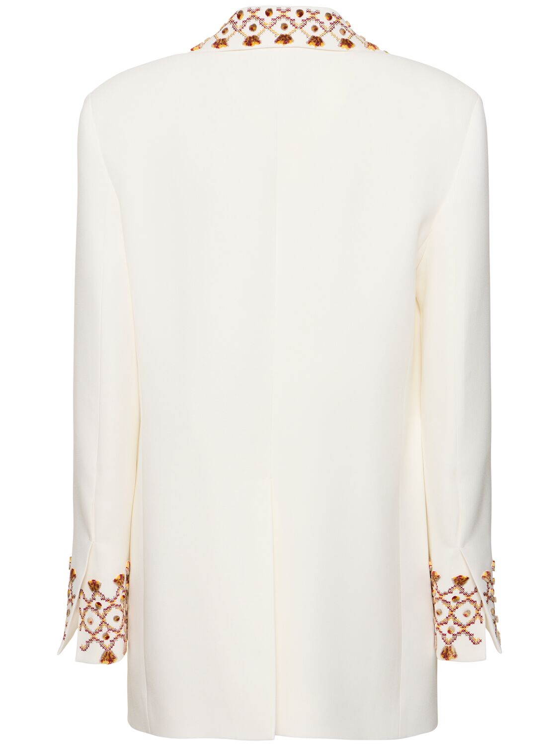 Shop Ermanno Scervino Embroidered Double Breasted Jacket In White