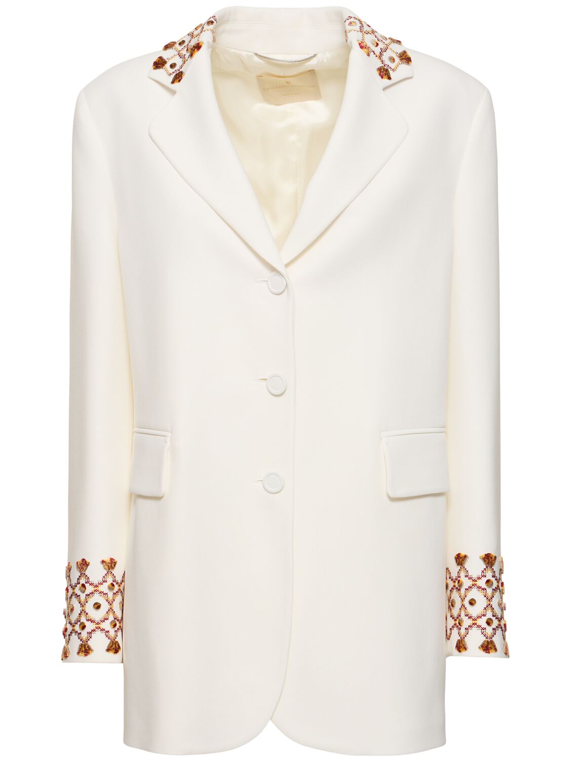 Shop Ermanno Scervino Embroidered Double Breasted Jacket In White