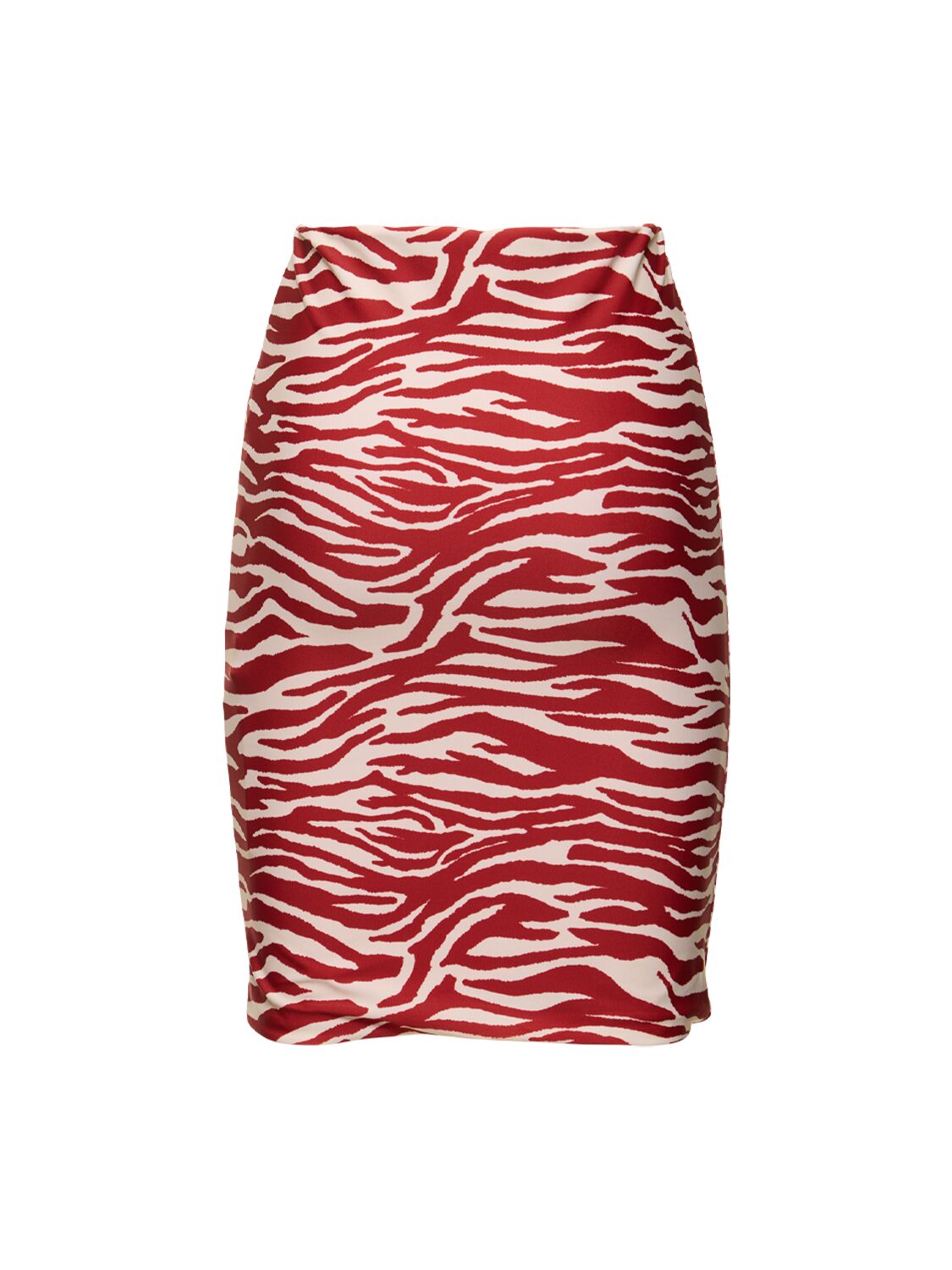 Shop Attico Printed Lycra Draped Low Rise Mini Skirt In Red,white