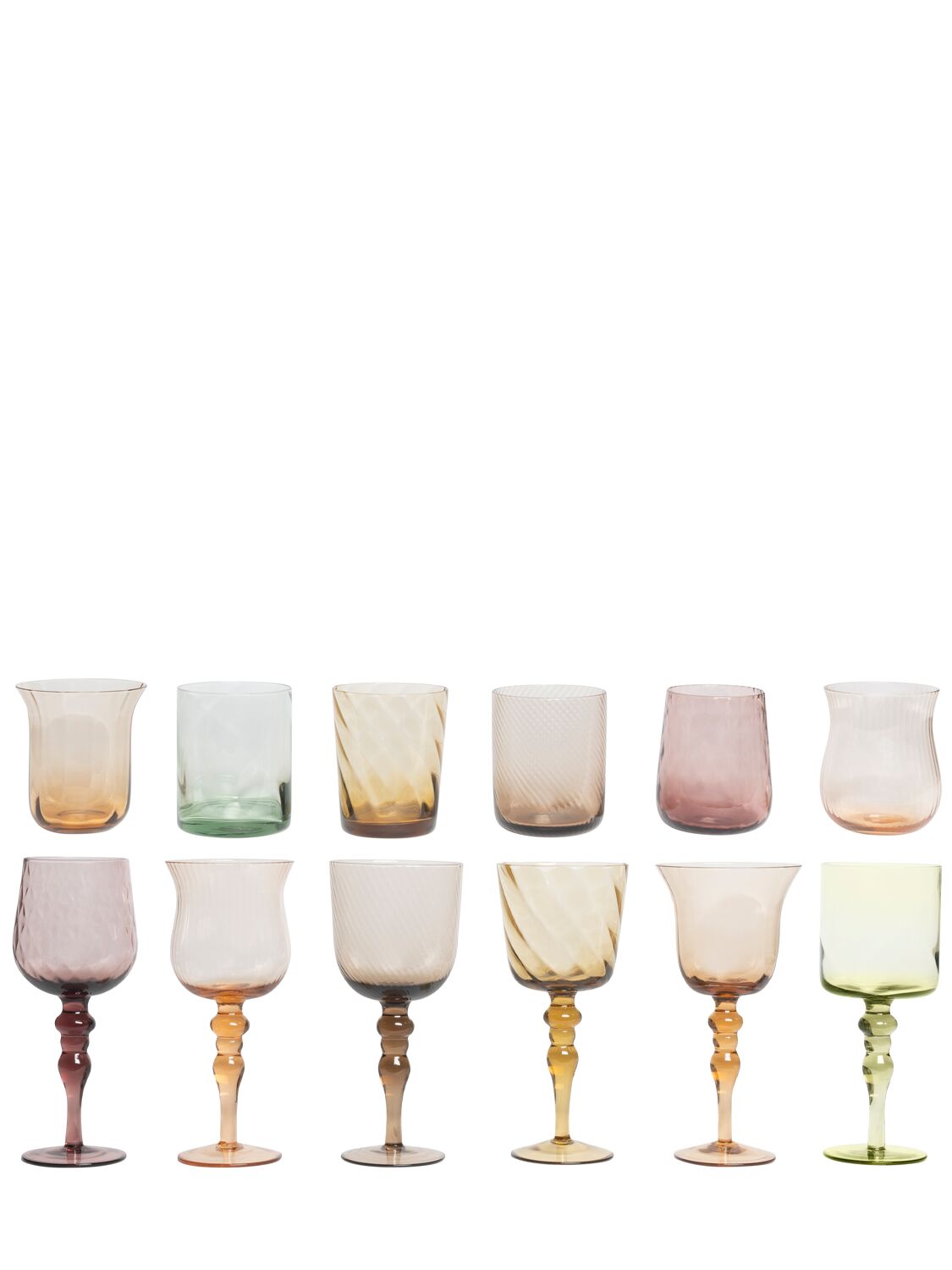 Bitossi Home Set Of 12 Tumblers & Wine Glasses In Pink