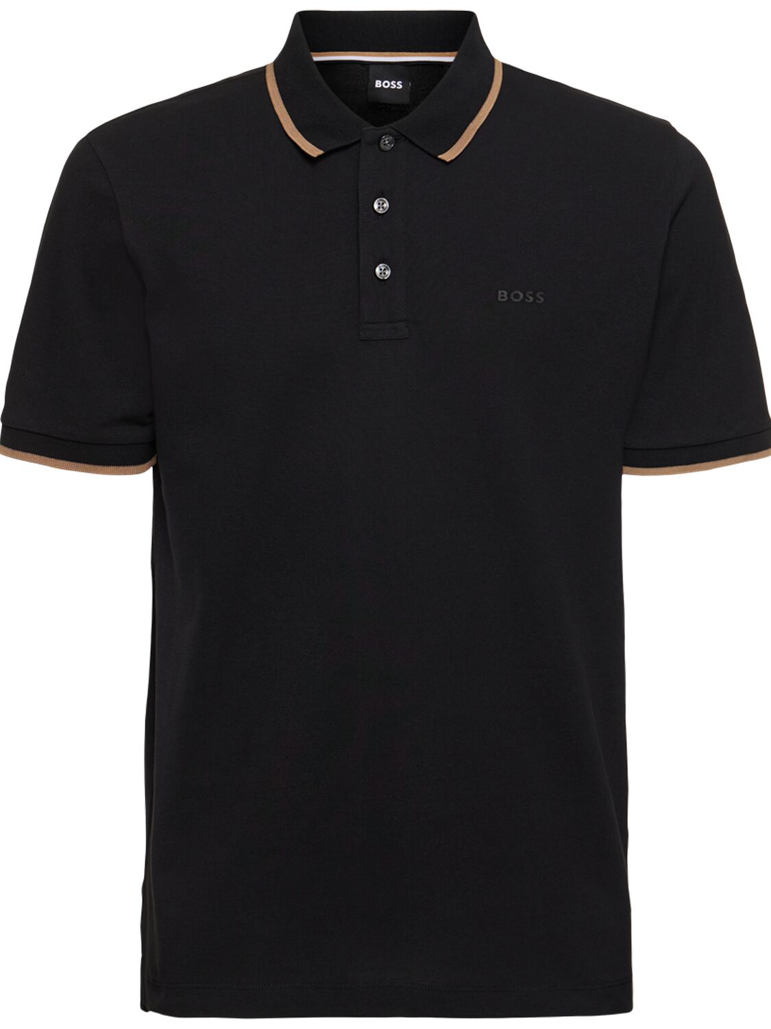 Hugo Boss Boss Parlay Piqué Cotton Polo Shirt In Black