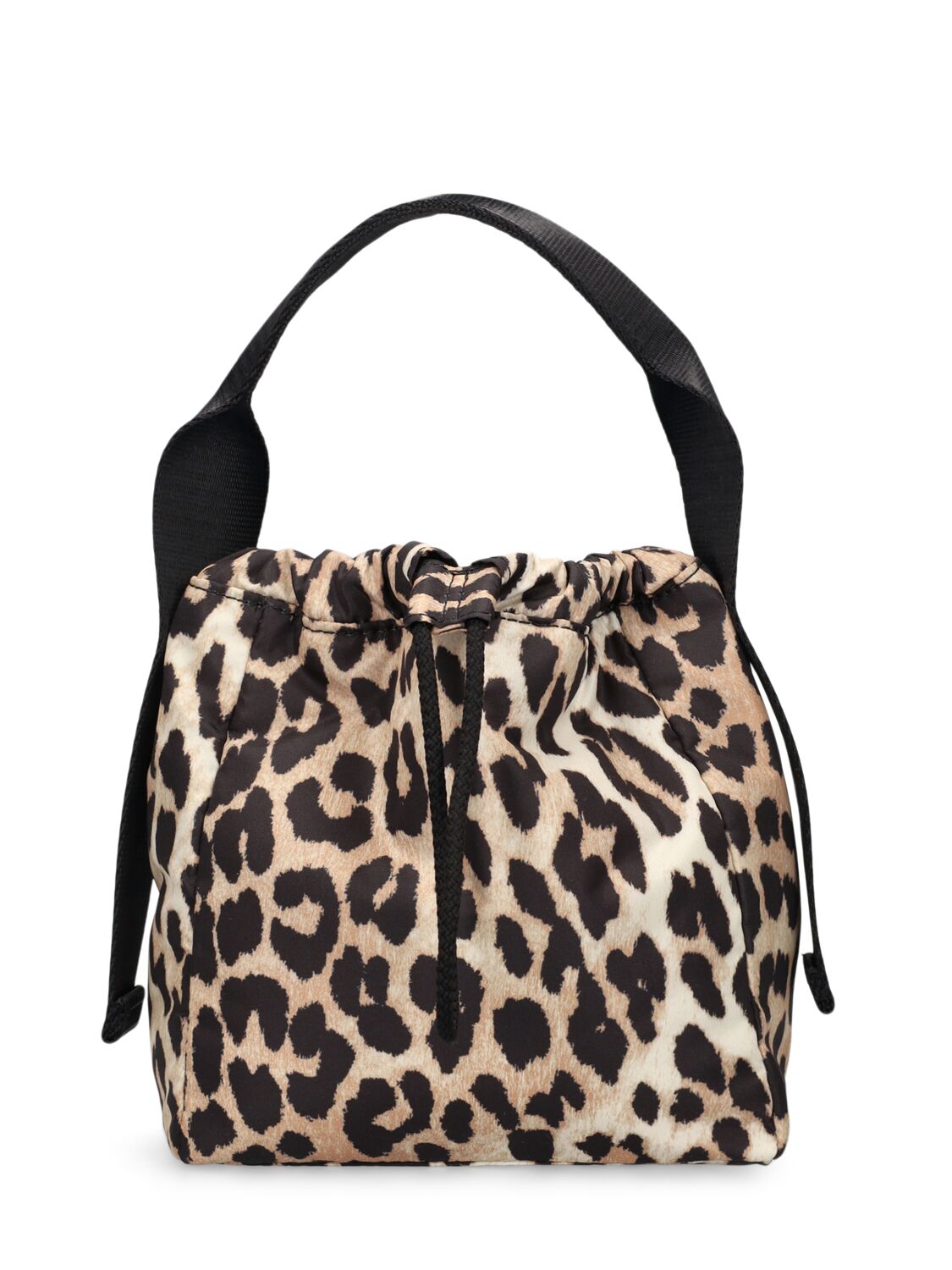 Ganni Recycled Printed Tech Top Handle Bag In Leopard