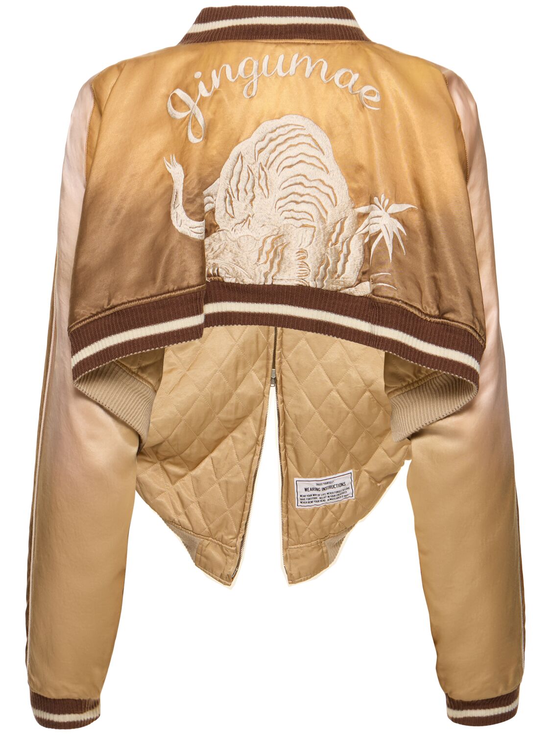 Shop Miharayasuhiro Cropped Souvenir Jacket In Brown,gold