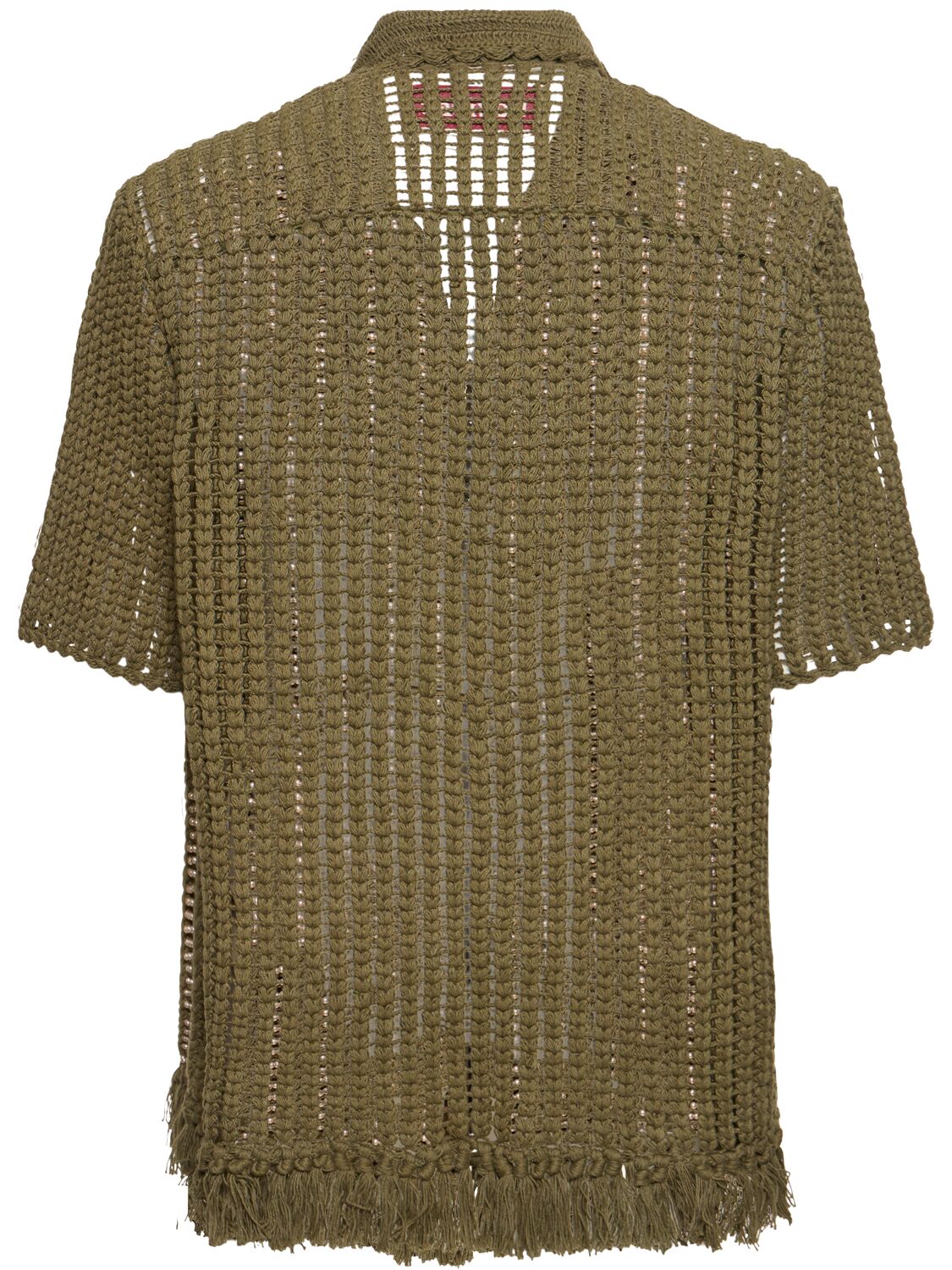 Shop Baziszt Crocheted Cotton Shirt In Khaki