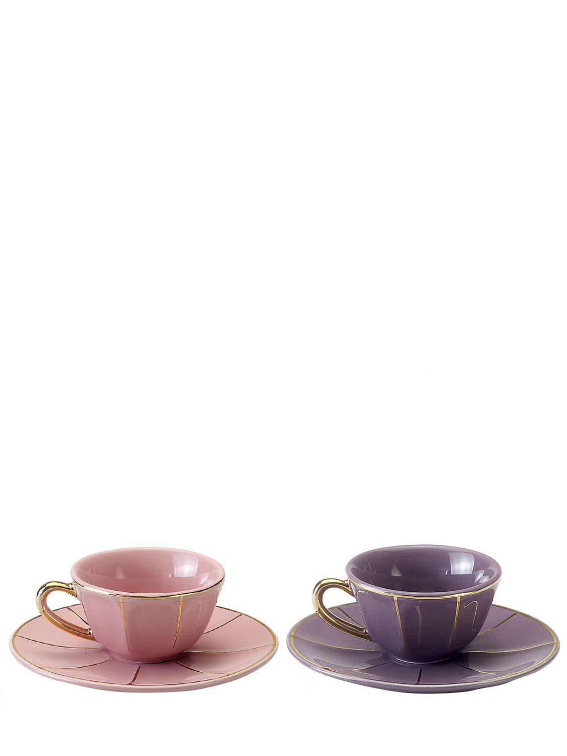 Bitossi Home Set Of 4 Espresso Cups & Saucers In Pink/purple