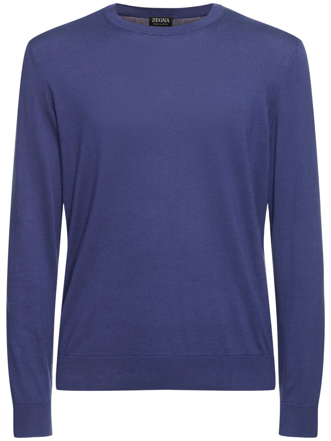 Zegna Cotton Crewneck Sweater In Utility Blue