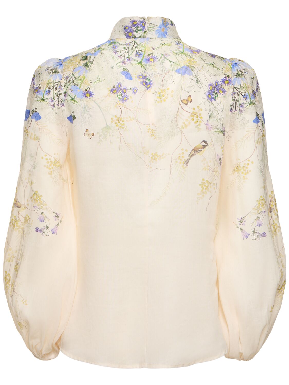 Shop Zimmermann Harmony Buttoned Printed Blouse In White,multi