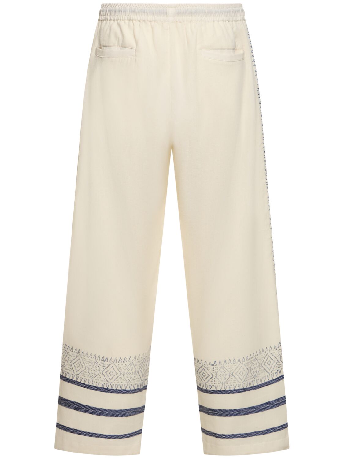 Shop Baziszt Ethnic Cotton Jogging Pants In Off-white,blue