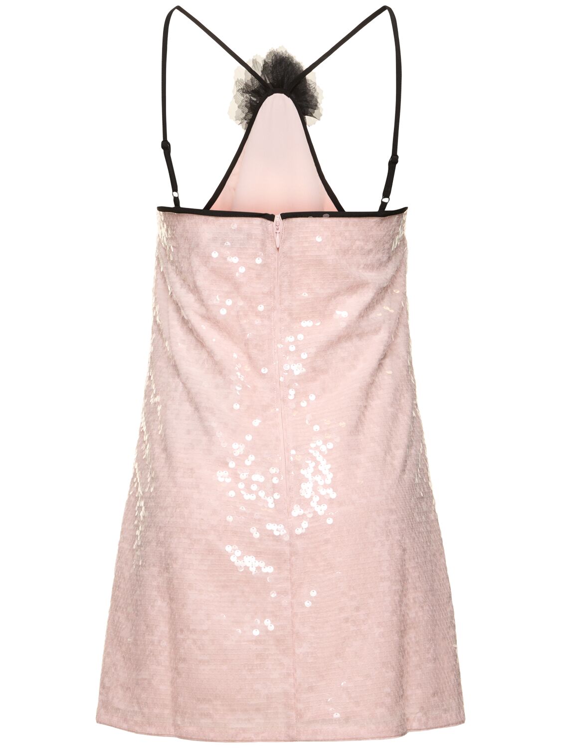 Shop Self-portrait Sequined Halter Neck Mini Dress In Light Pink