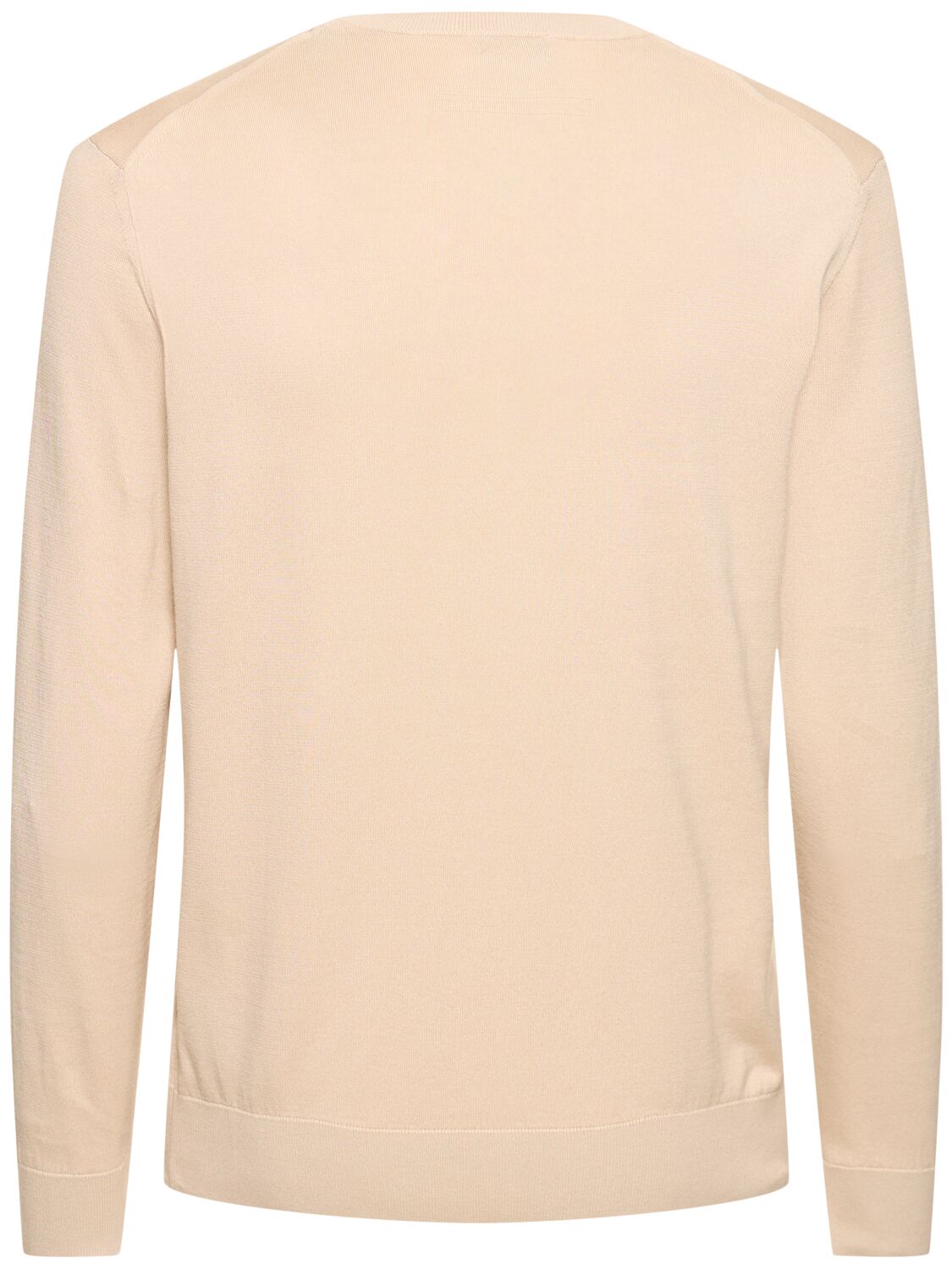 Shop Zegna Cotton Crewneck Sweater In Light Beige