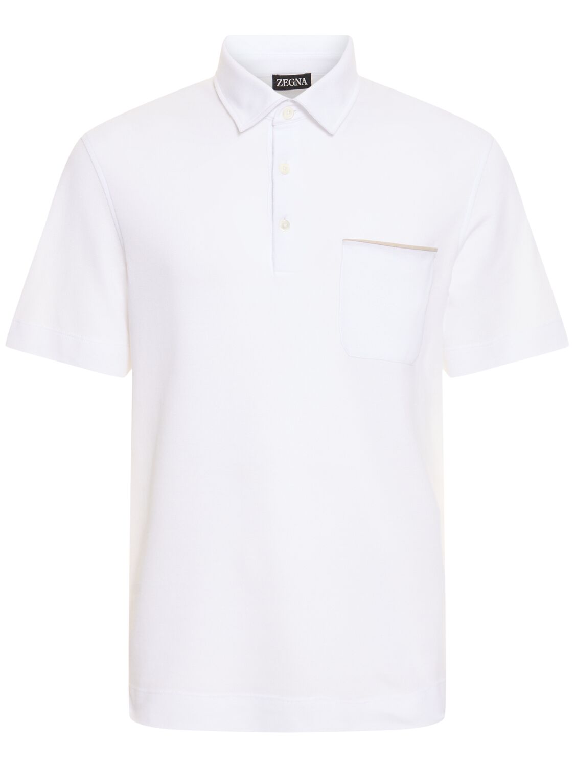 Shop Zegna Cotton Piquet Short Sleeve Polo In White