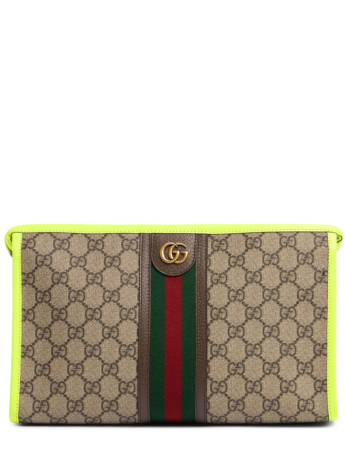 Gucci Ophidia Gg Pouch In Beige,yellow