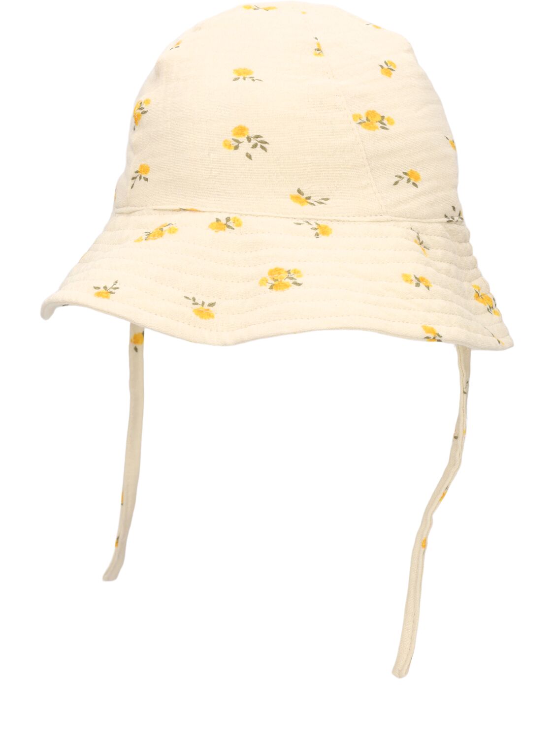Shop Konges Sløjd Organic Cotton Muslin Sun Hat In Yellow