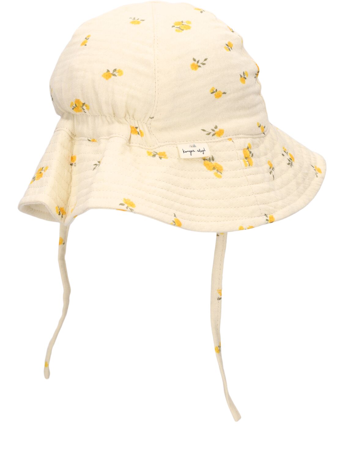 Shop Konges Sløjd Organic Cotton Muslin Sun Hat In Yellow